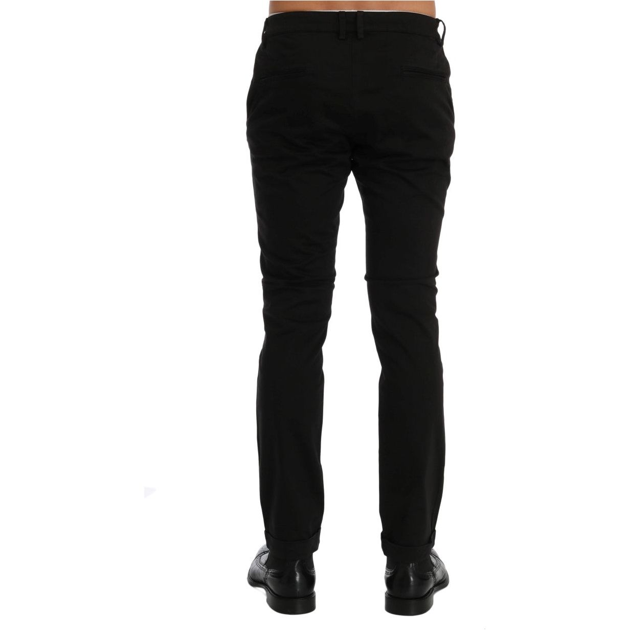 Costume National Black Cotton Stretch Slim Fit Pants