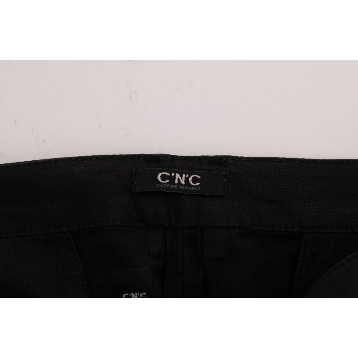 Costume National Black Cotton Stretch Slim Fit Pants