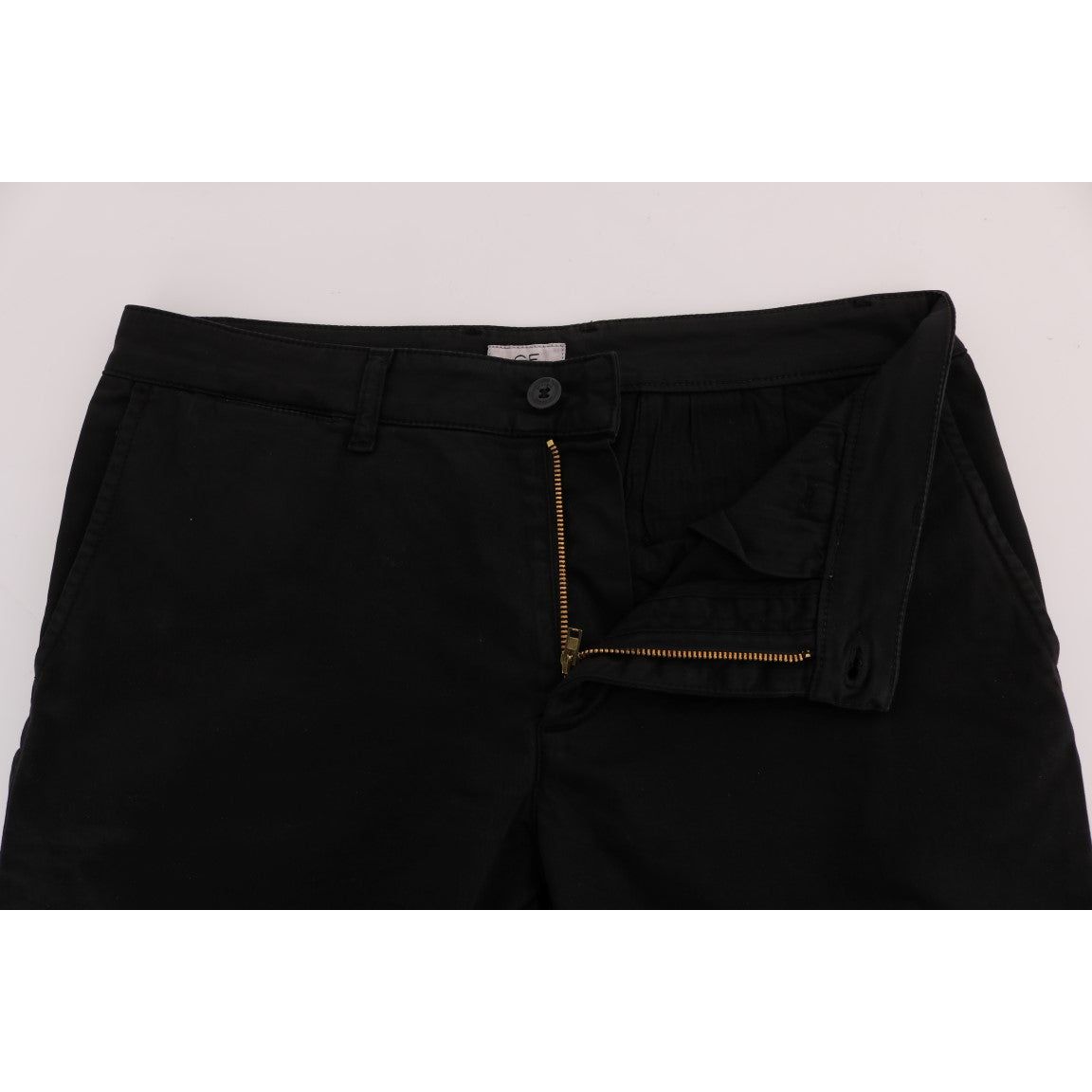 GF Ferre Black Cotton Trousers for Timeless Style