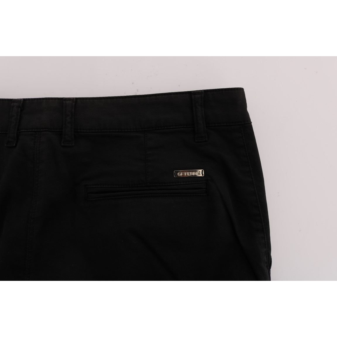 GF Ferre Black Cotton Trousers for Timeless Style