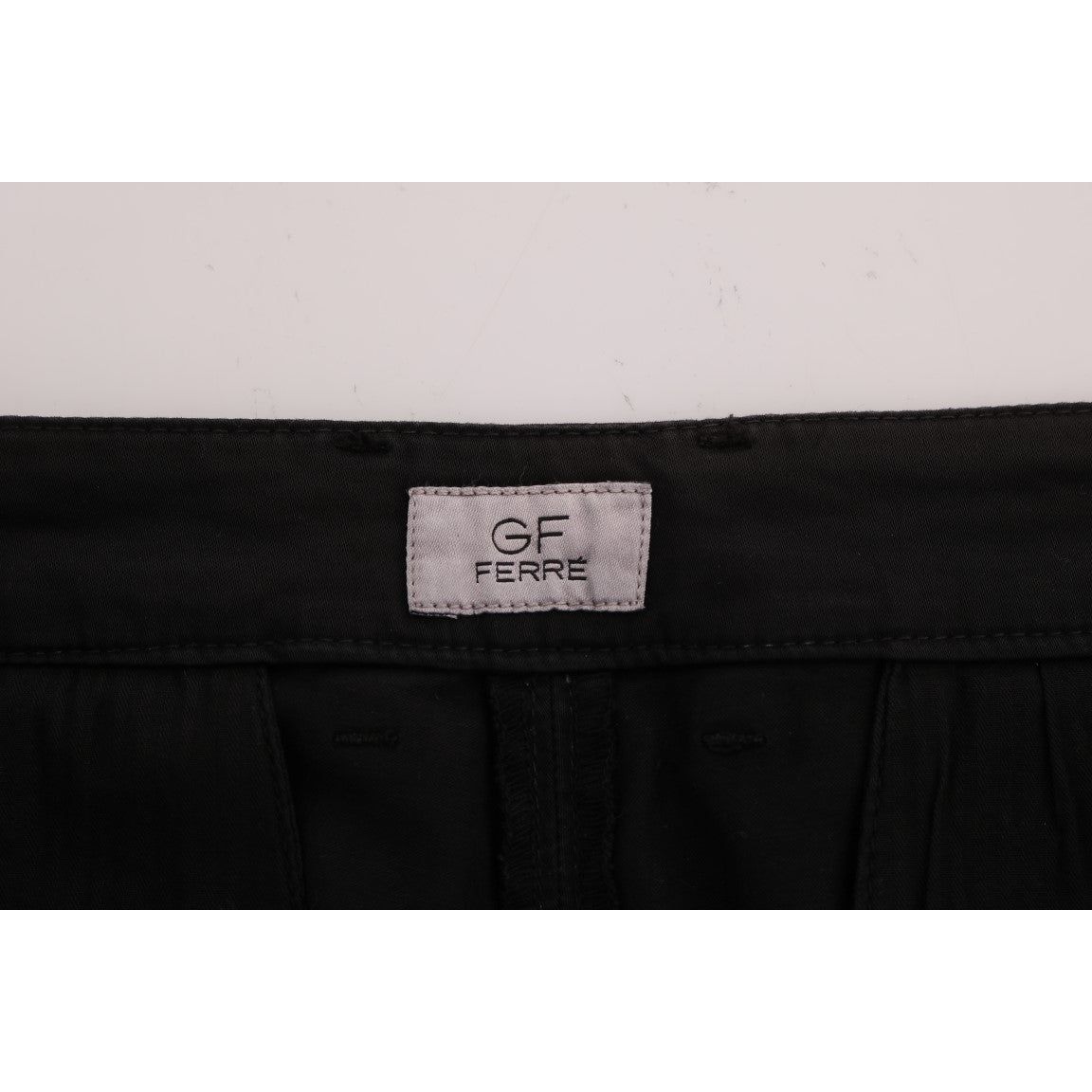 GF Ferre Black Cotton Trousers for Timeless Style