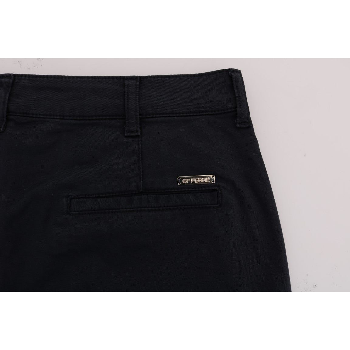 GF Ferre Sleek Blue Cotton Stretch Pants for Effortless Style