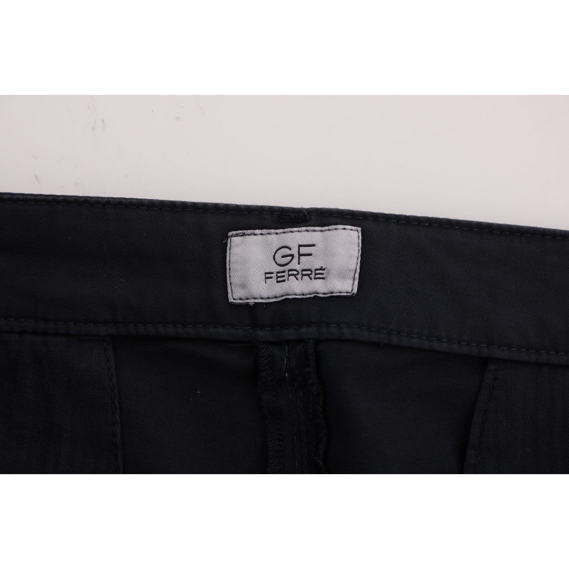 GF Ferre Sleek Blue Cotton Stretch Pants for Effortless Style
