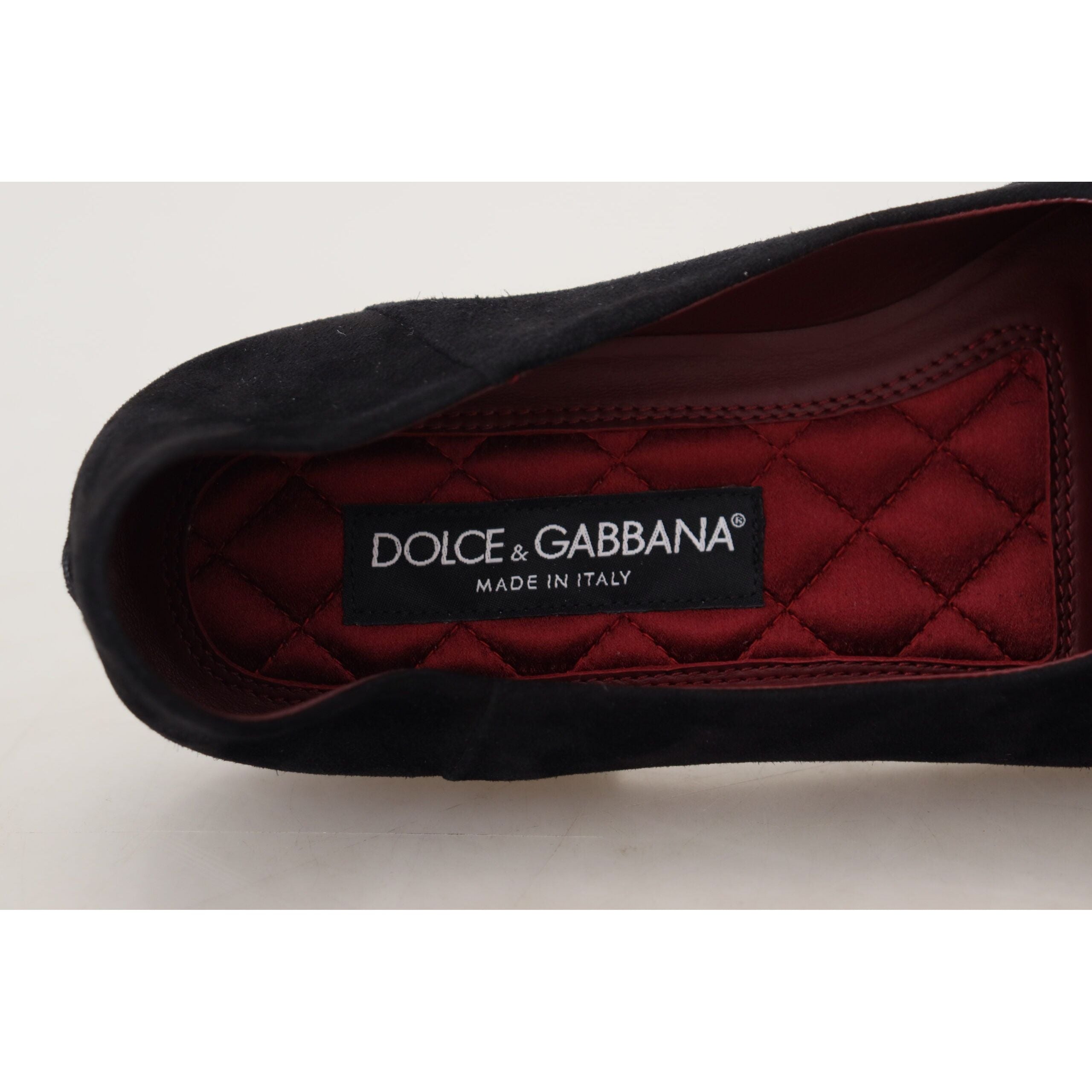 Dolce & Gabbana Black Suede Crystal Sequined Loafers
