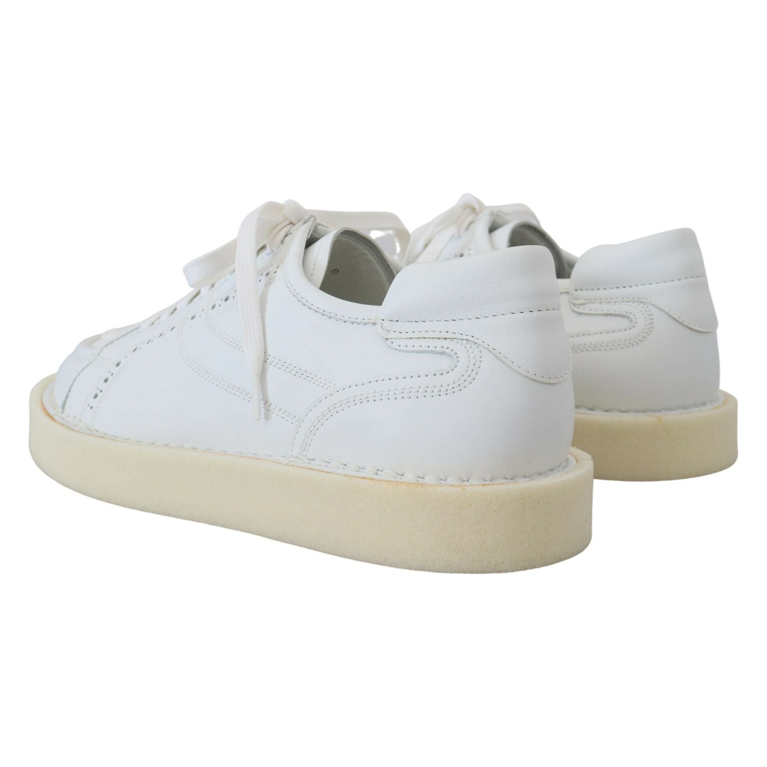 Dolce & Gabbana White Leather Low Top Oxford Sneakers