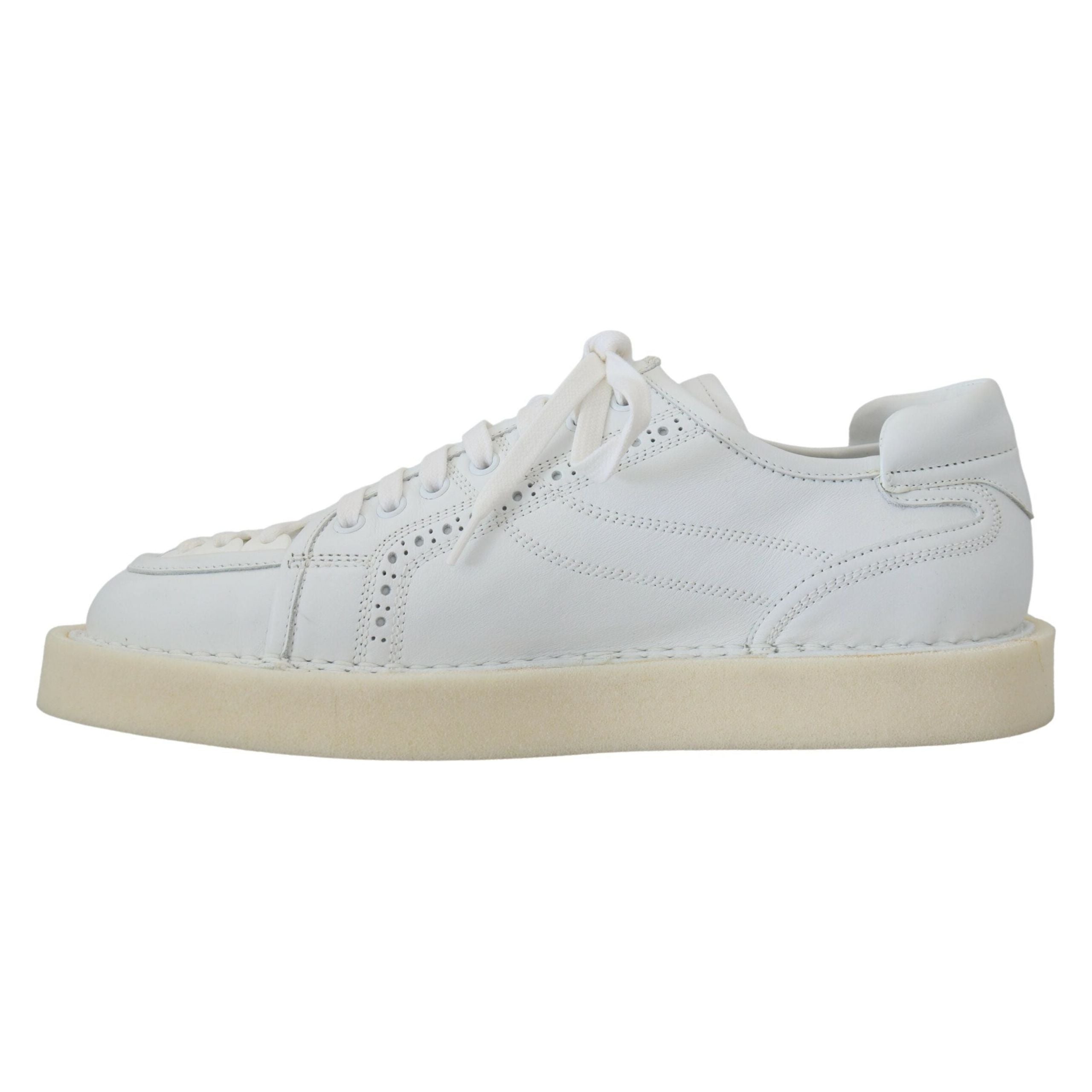 Dolce & Gabbana White Leather Low Top Oxford Sneakers