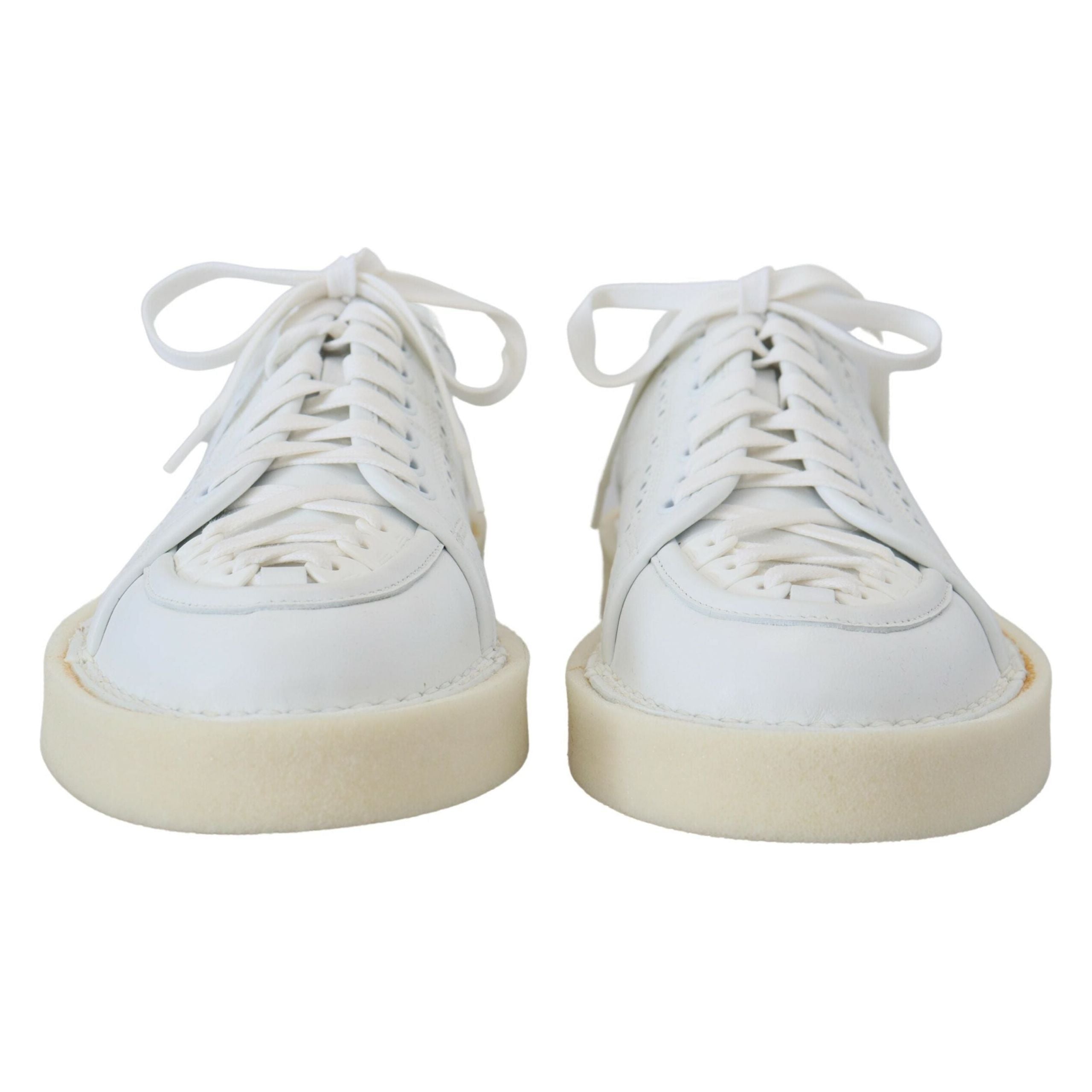 Dolce & Gabbana White Leather Low Top Oxford Sneakers