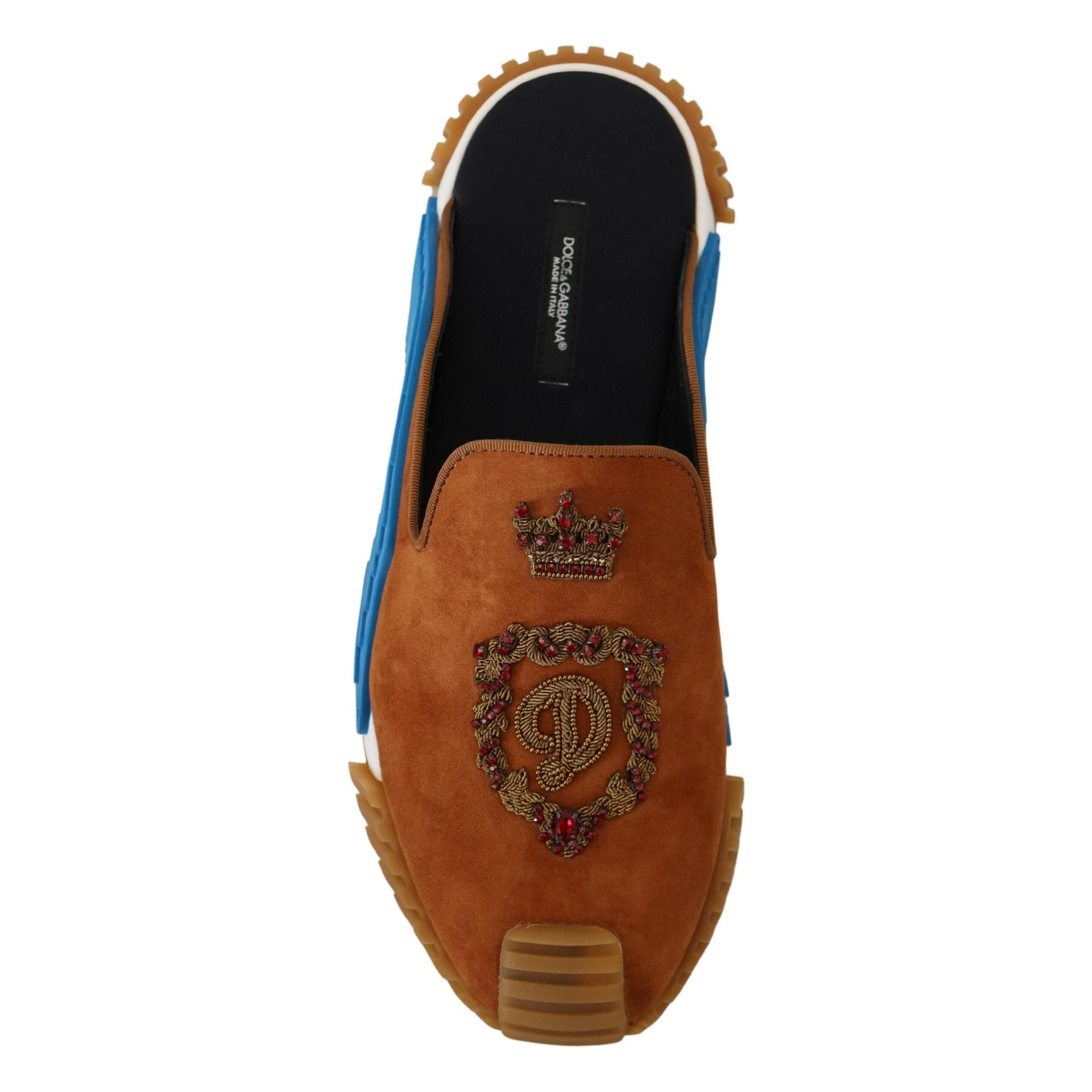 Dolce & Gabbana Beige Suede Slides with Beaded Detail