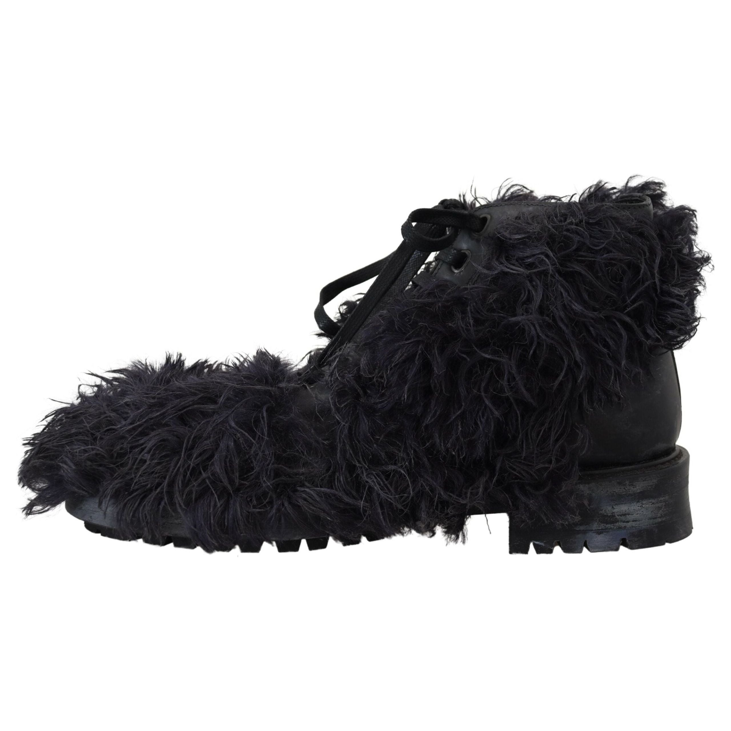 Dolce & Gabbana Black Leather Shearling Ankle Boots