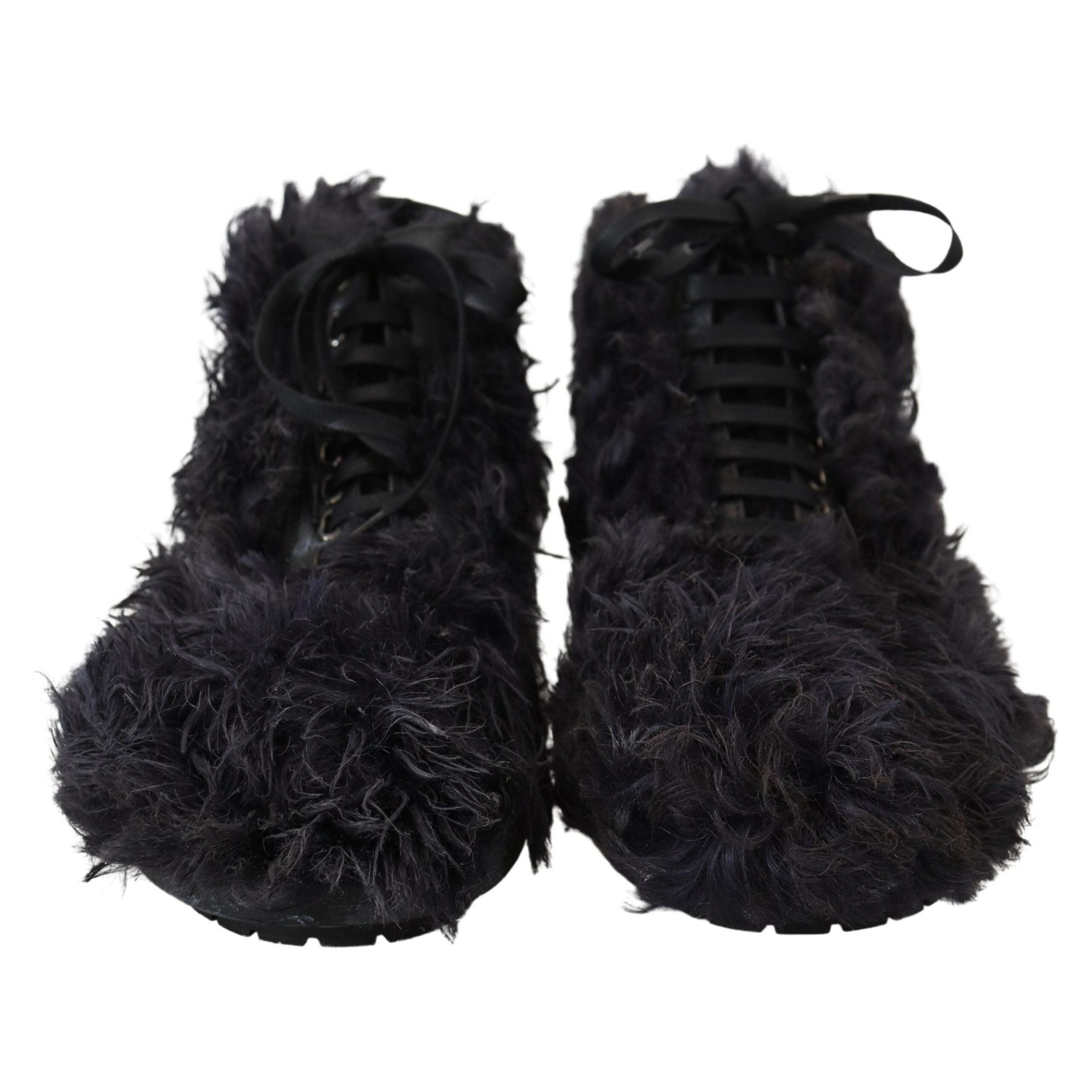 Dolce & Gabbana Black Leather Shearling Ankle Boots