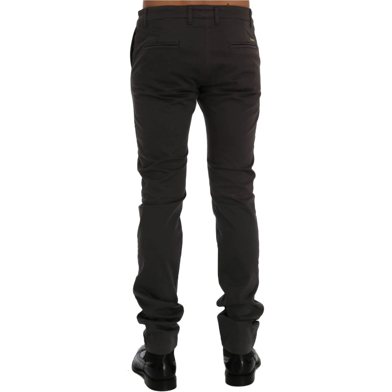 GF Ferre Gray Cotton Trousers Elegant Slim-Fit Style