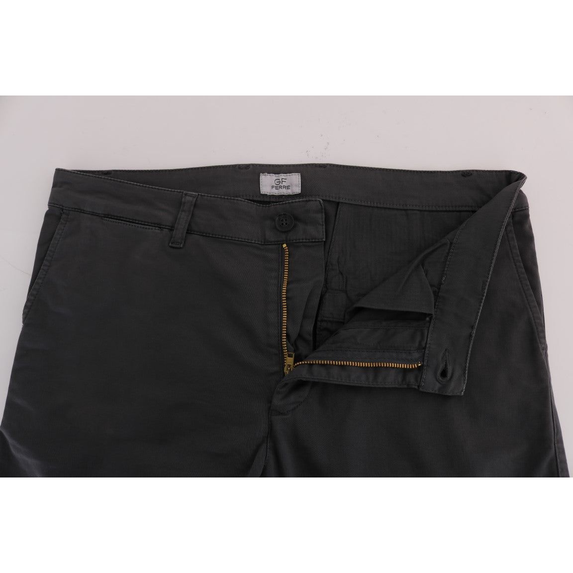 GF Ferre Gray Cotton Trousers Elegant Slim-Fit Style