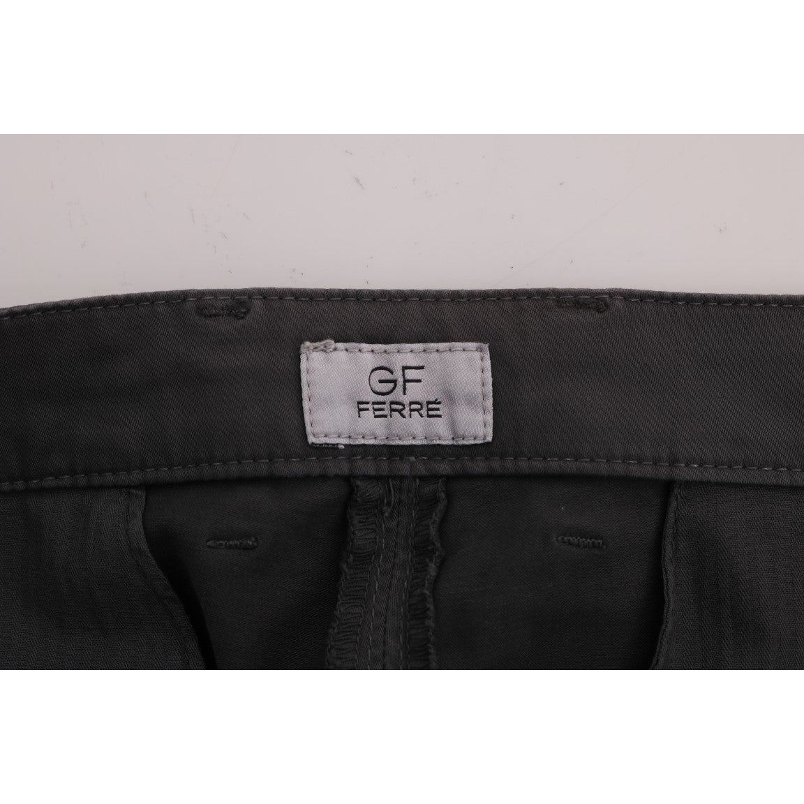 GF Ferre Gray Cotton Trousers Elegant Slim-Fit Style