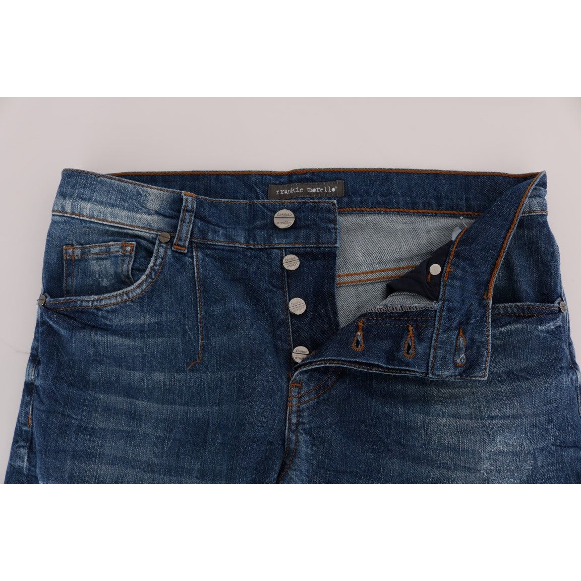 Frankie Morello Blue Denim Cotton Slim Fit Jeans