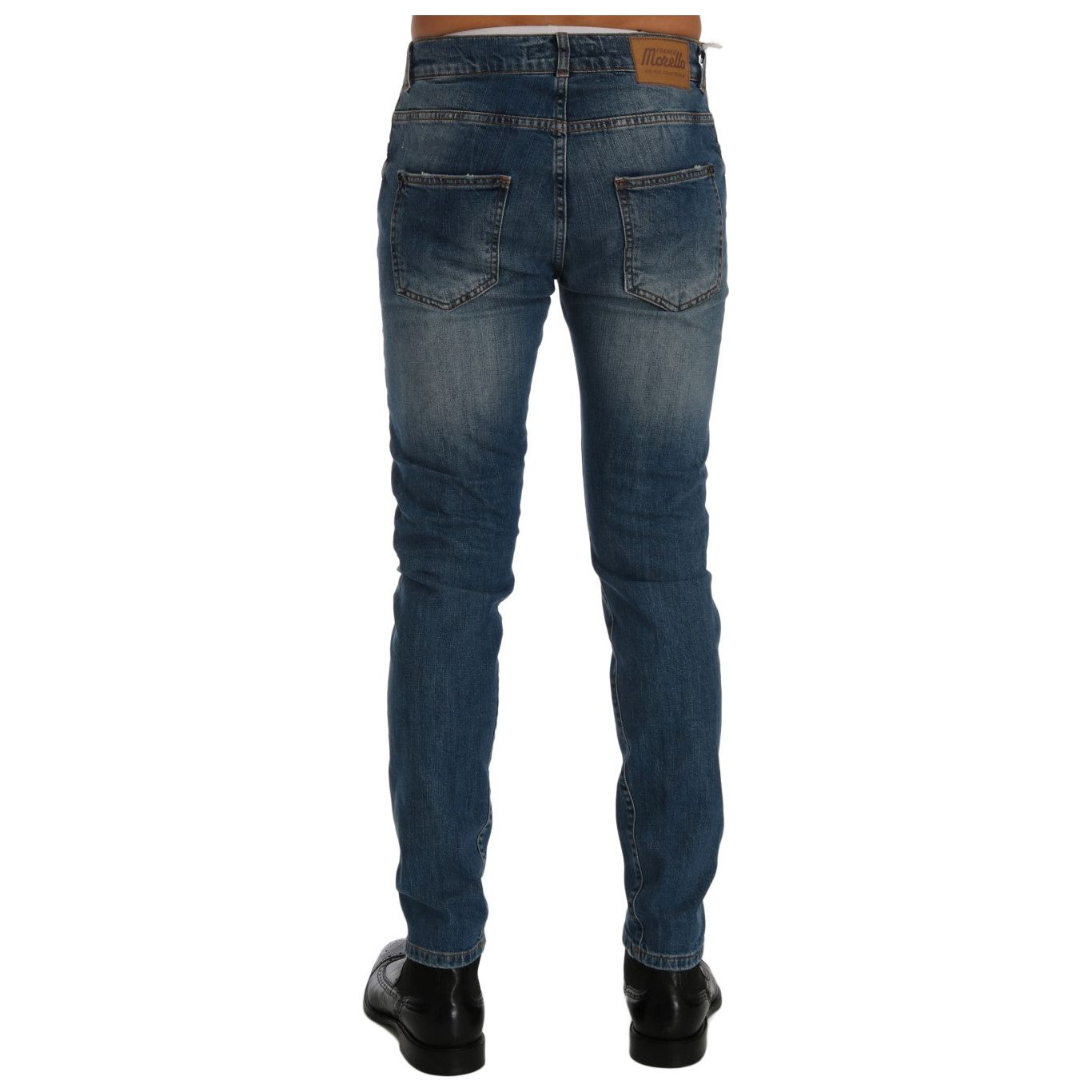 Frankie Morello Blue Cotton Denim Slim Fit Jeans