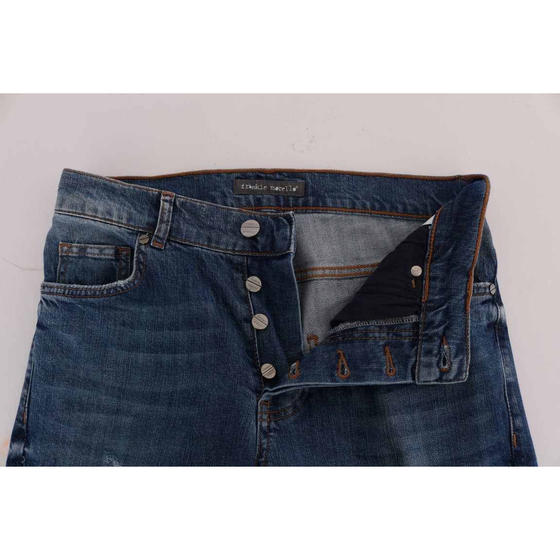 Frankie Morello Blue Cotton Denim Slim Fit Jeans