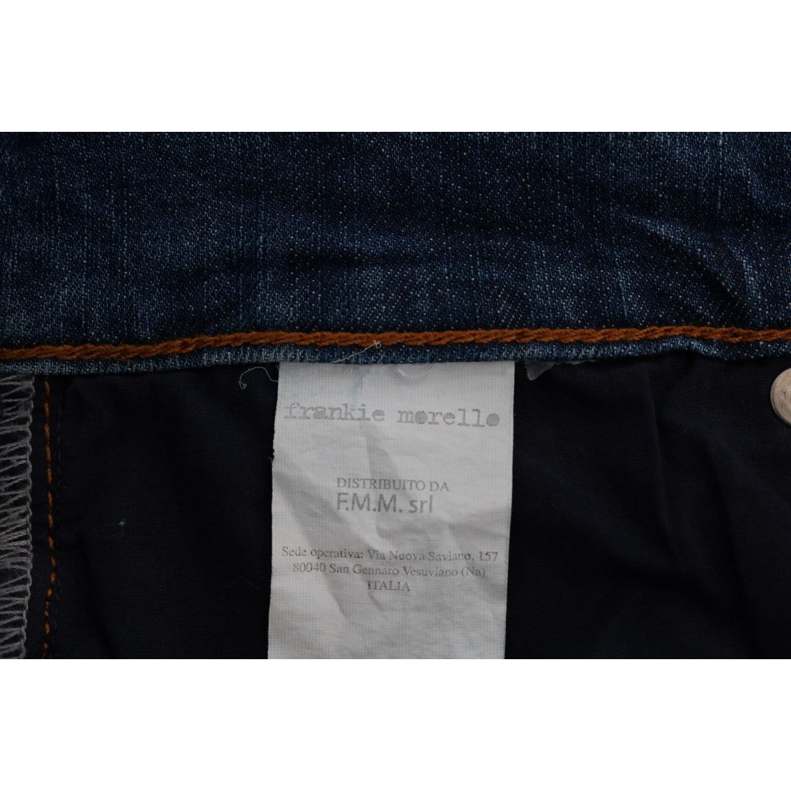 Frankie Morello Blue Cotton Denim Slim Fit Jeans