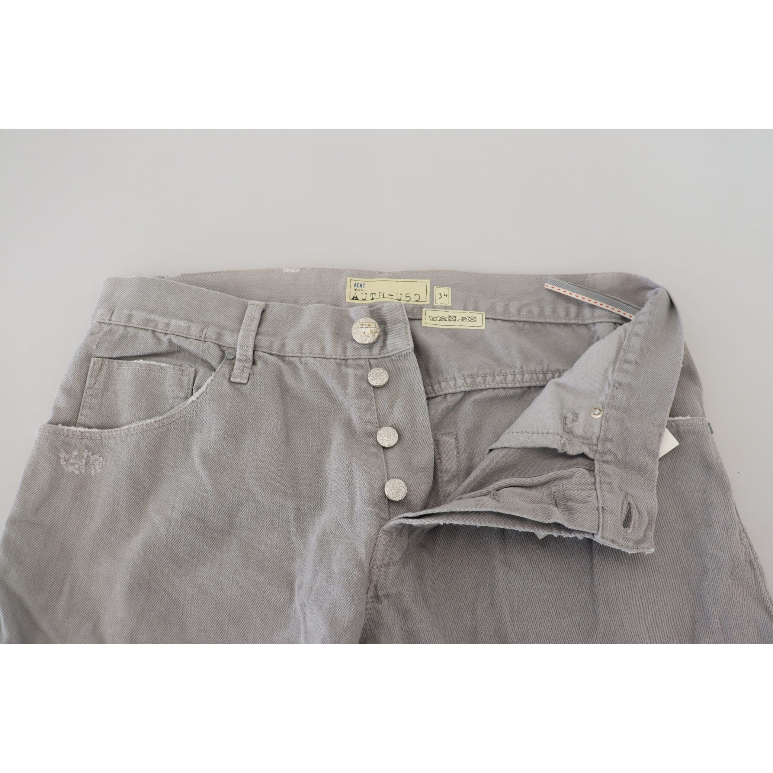 Acht Gray Cotton Denim Jeans for Elevated Style