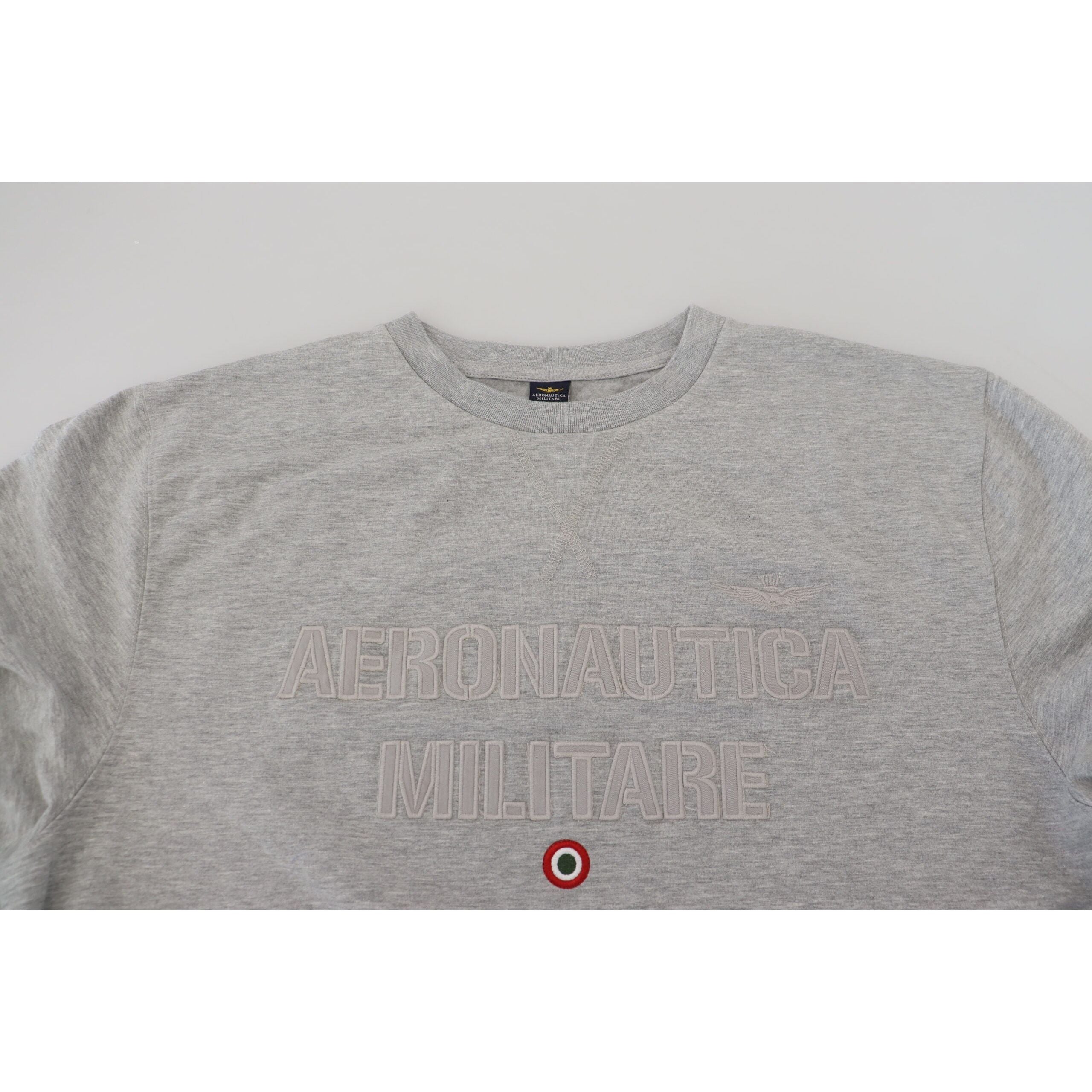 Aeronautica Militare Elegant Gray Cashmere Pullover Sweater