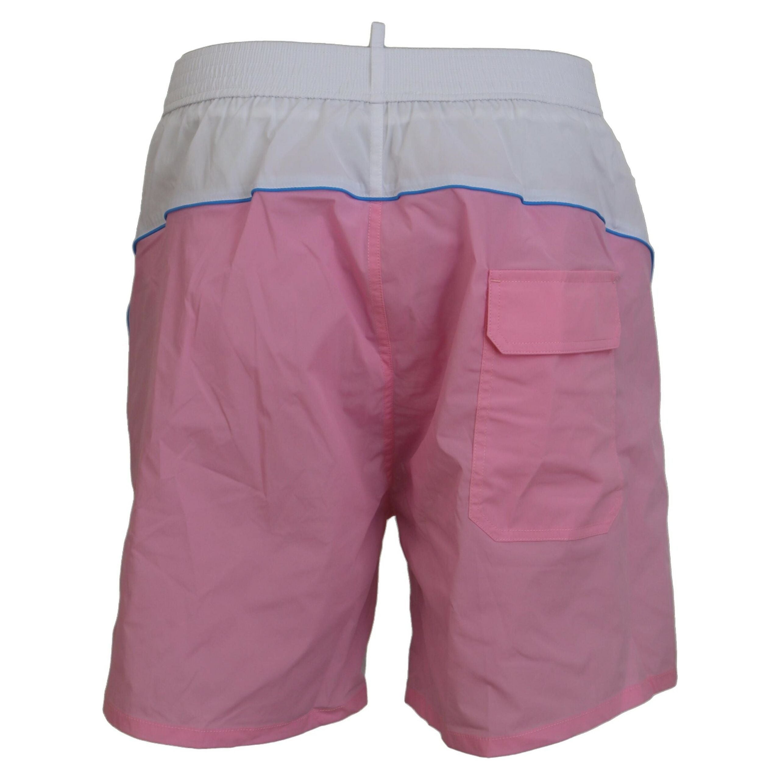 Dsquared² White & Pink Print Swim Shorts Elegance