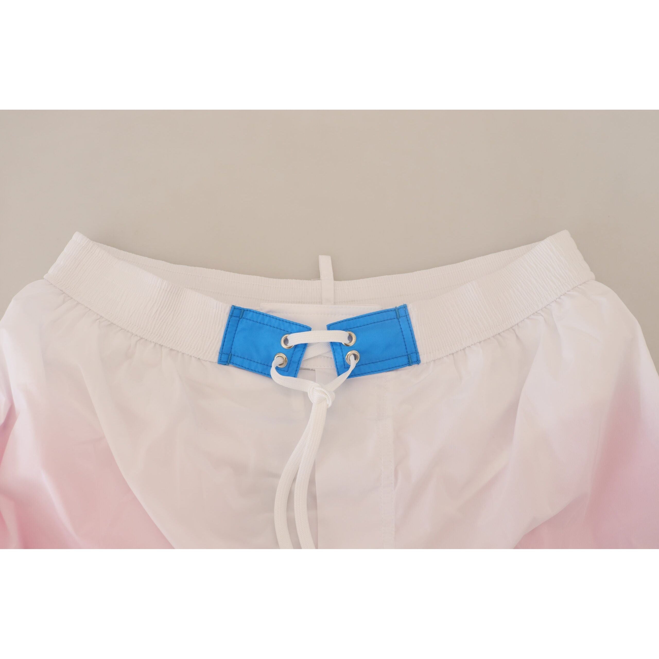 Dsquared² White & Pink Print Swim Shorts Elegance