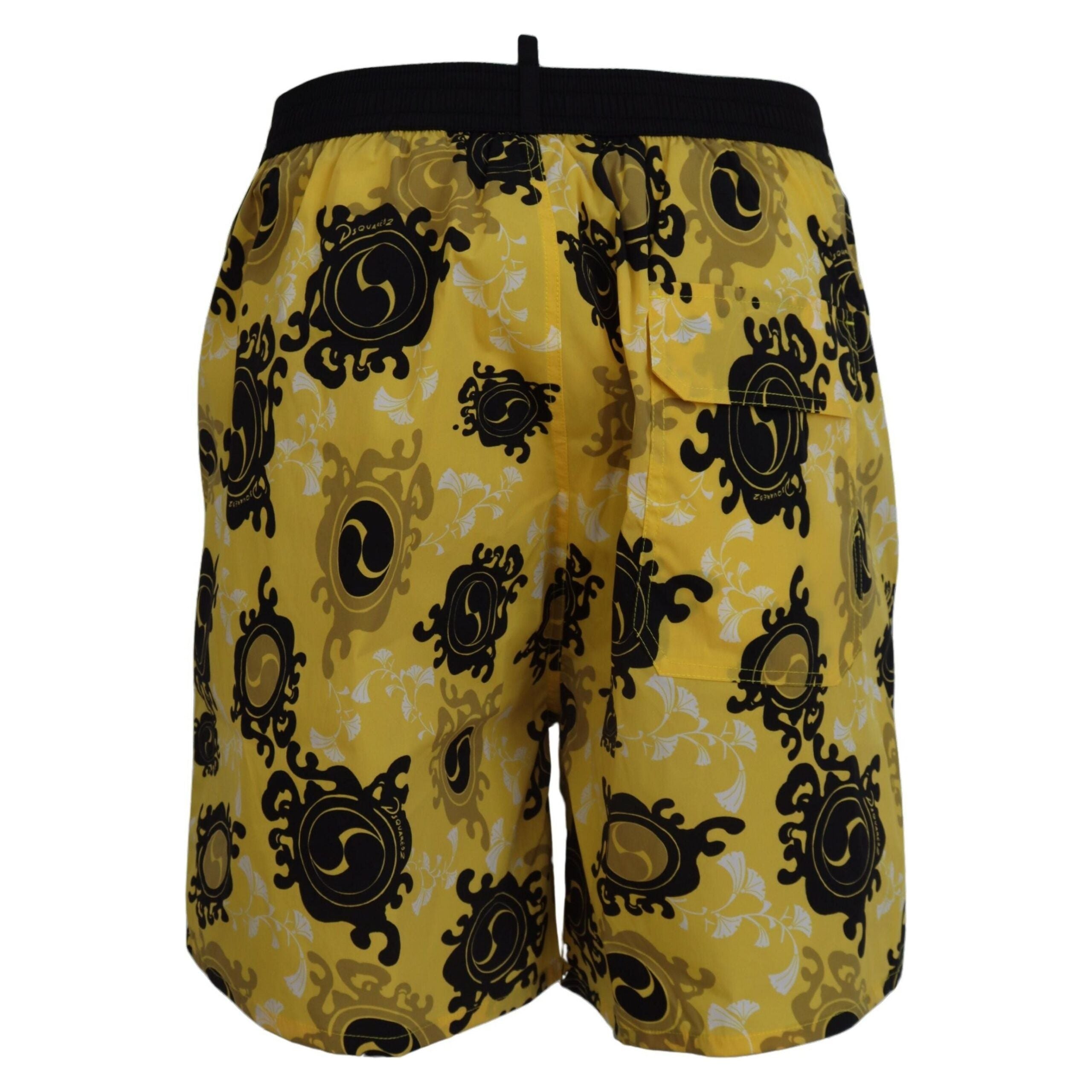 Dsquared² Yellow Block Print Swim Shorts Boxer for Luxury Style