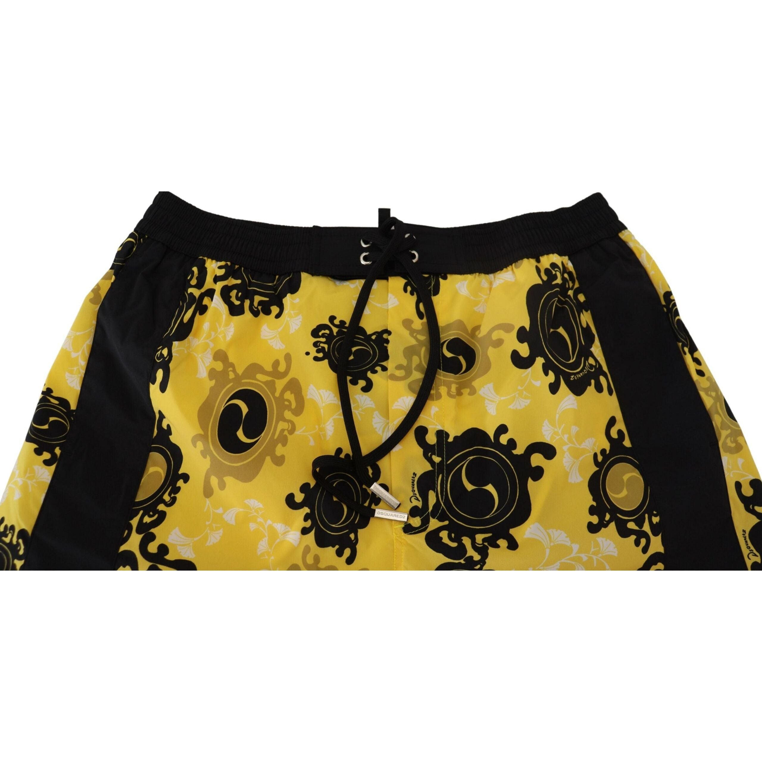 Dsquared² Yellow Block Print Swim Shorts Boxer for Luxury Style