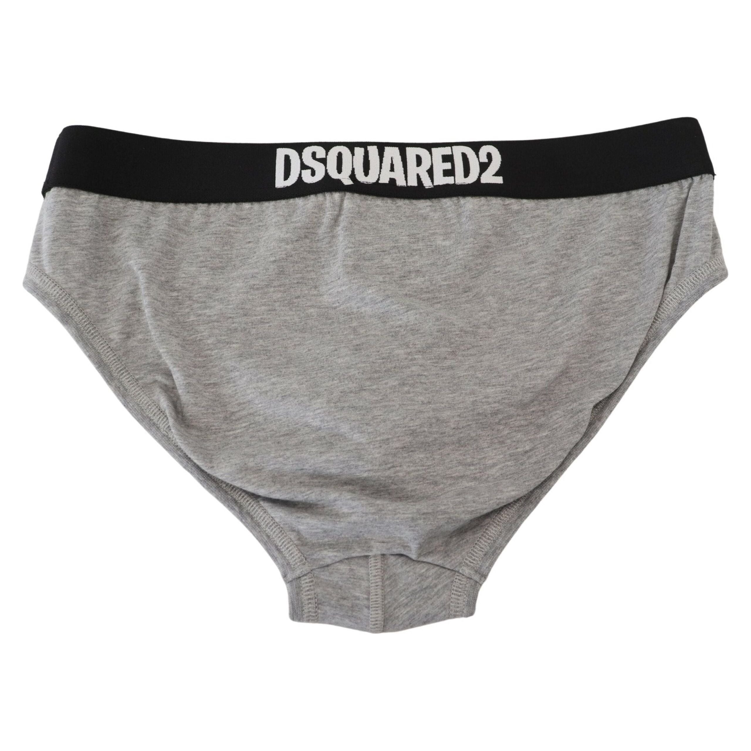Dsquared² Elegant Gray Cotton Stretch Briefs for Luxe Comfort