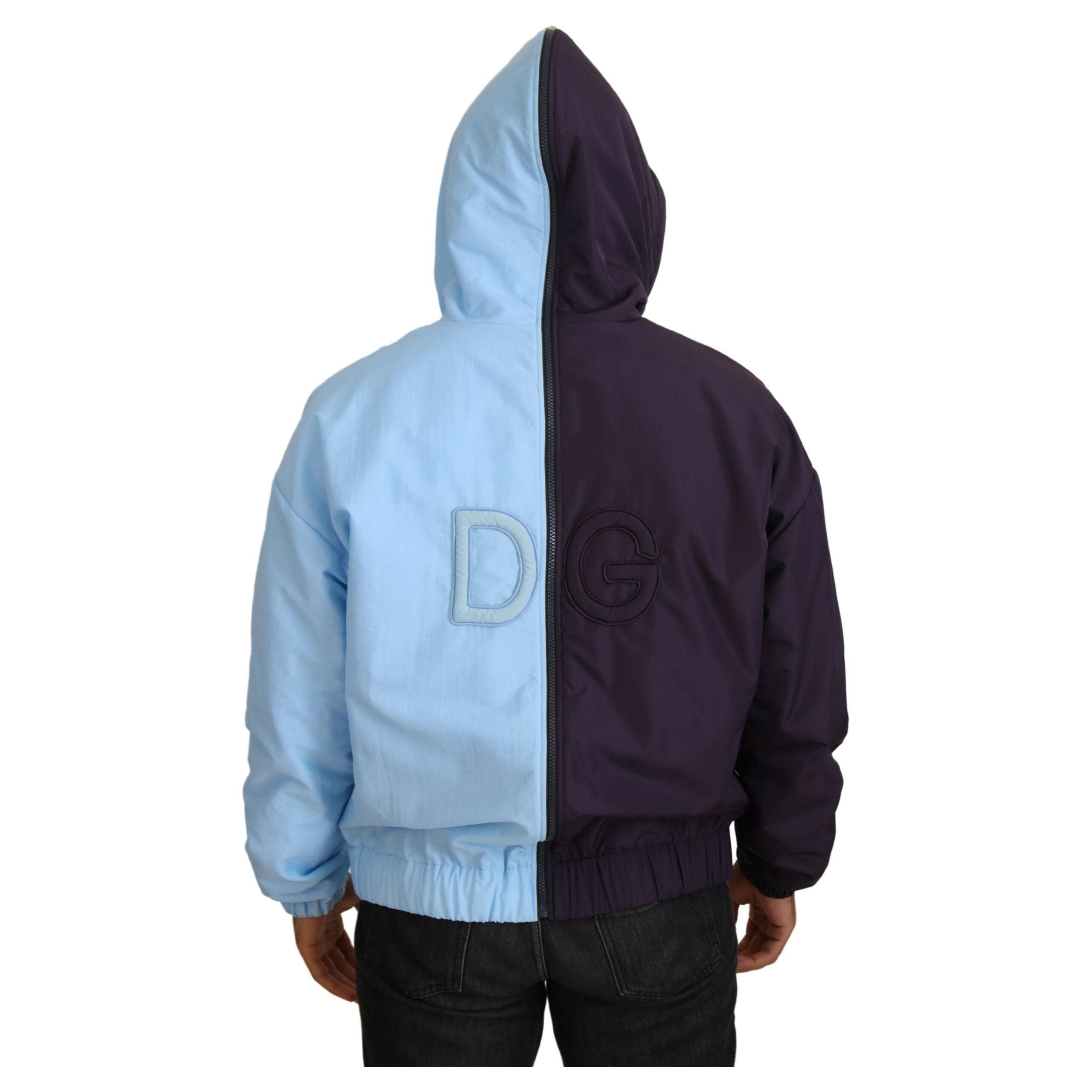 Dolce & Gabbana Blue Nylon Jacket Full Zipper Closure