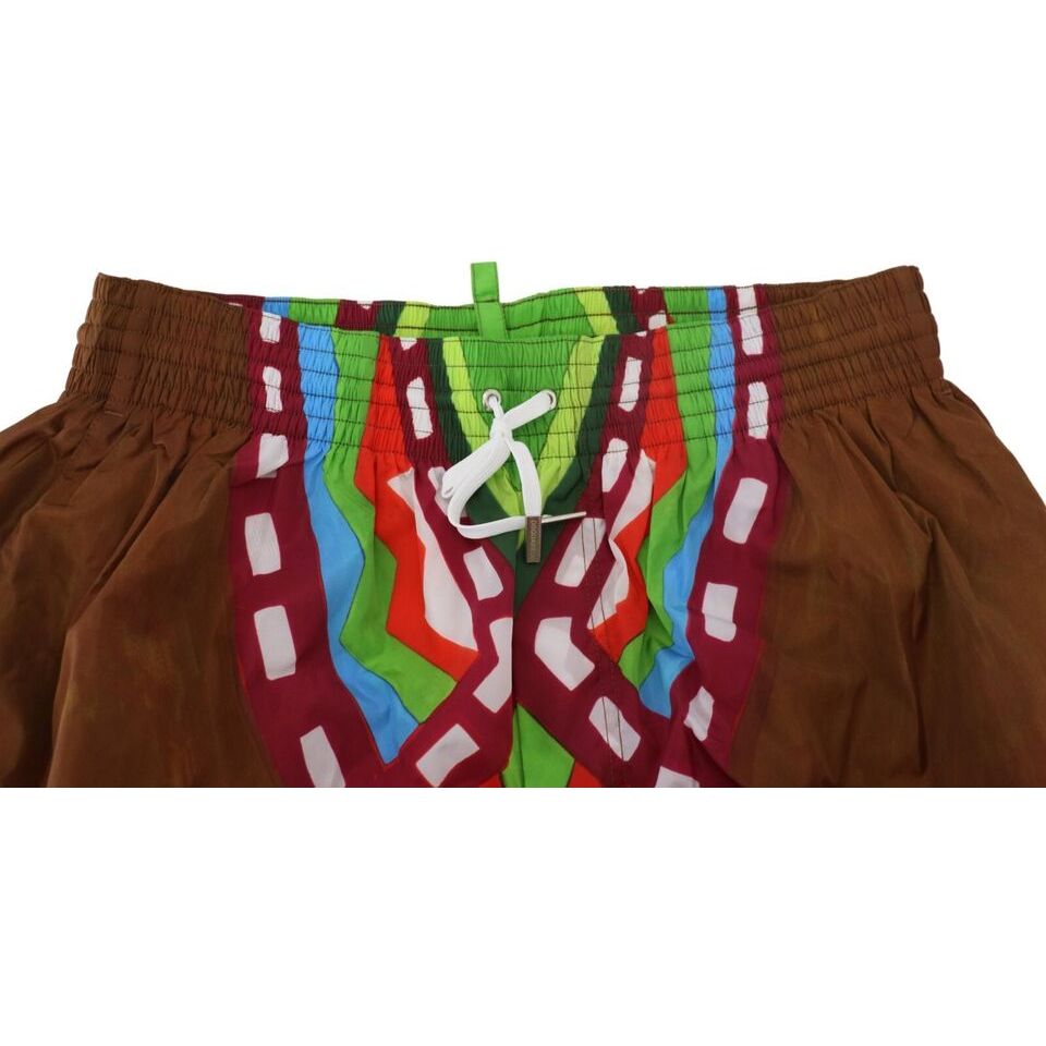 Dsquared² Multicolor Printed Swim Shorts Luxury Boxer Style