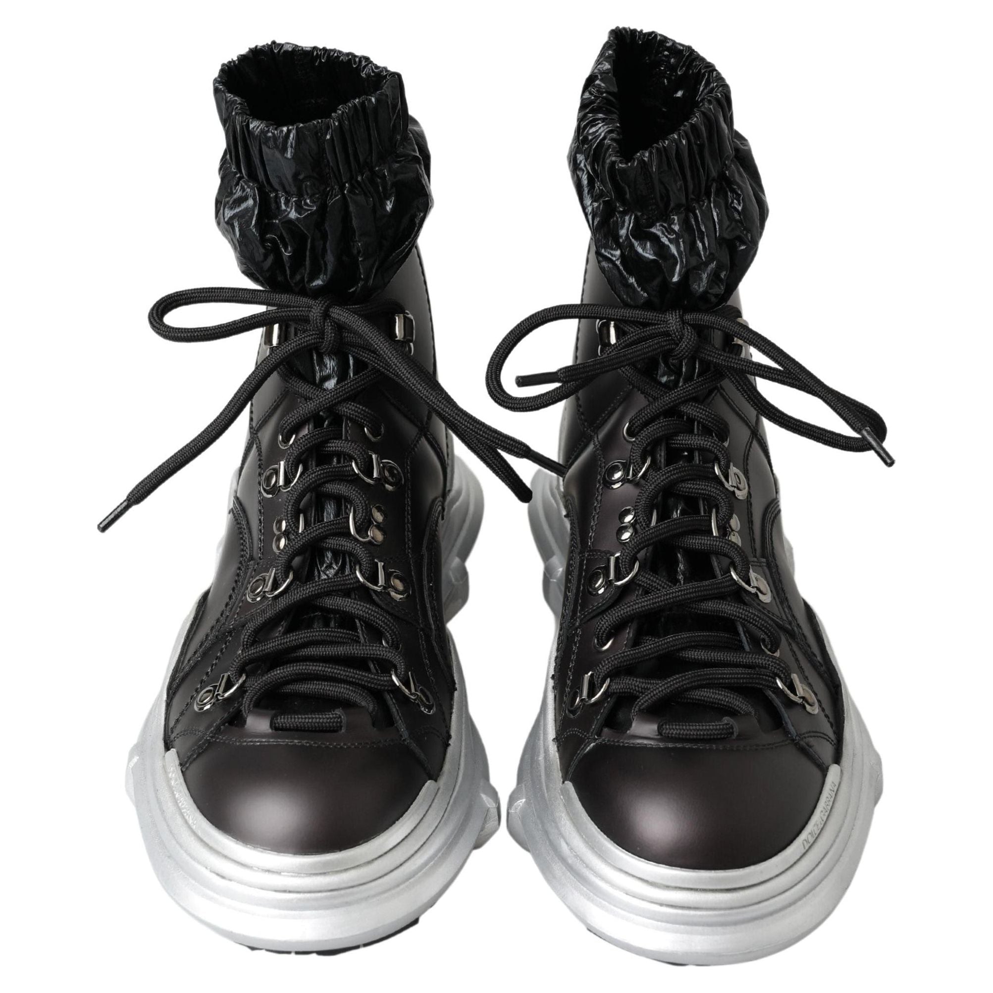 Dolce & Gabbana Black Leather High Top Sneaker Bootie