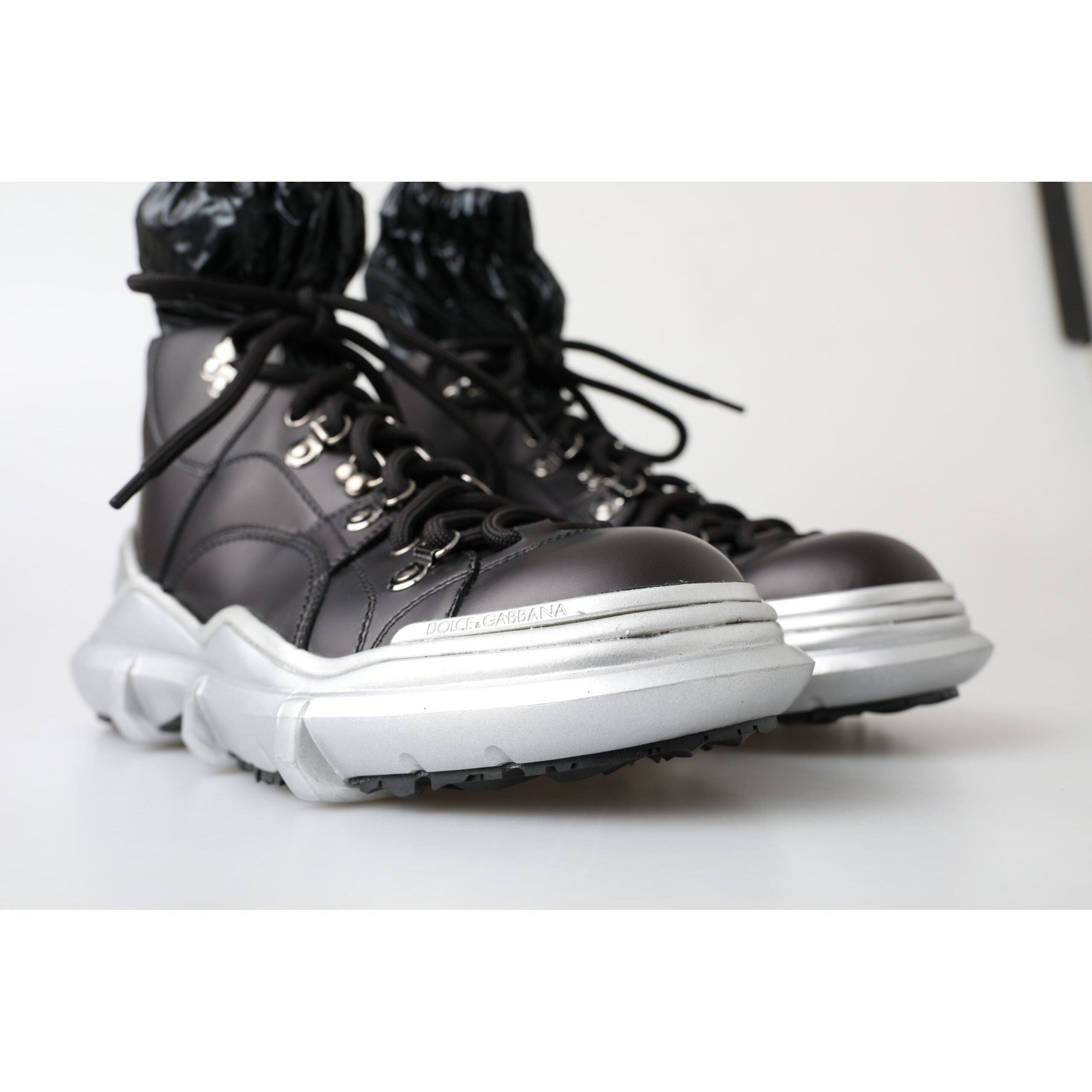 Dolce & Gabbana Black Leather High Top Sneaker Bootie