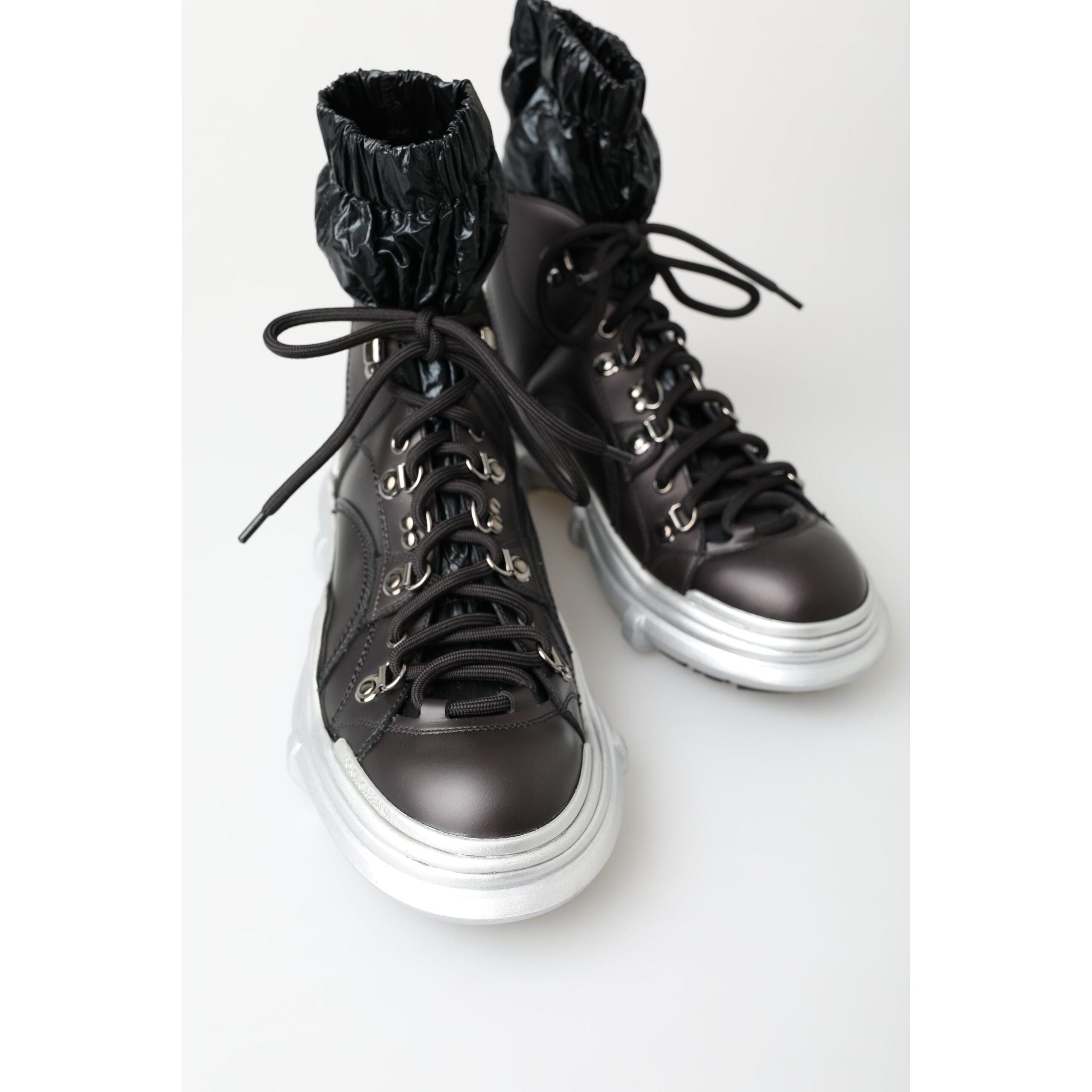 Dolce & Gabbana Black Leather High Top Sneaker Bootie