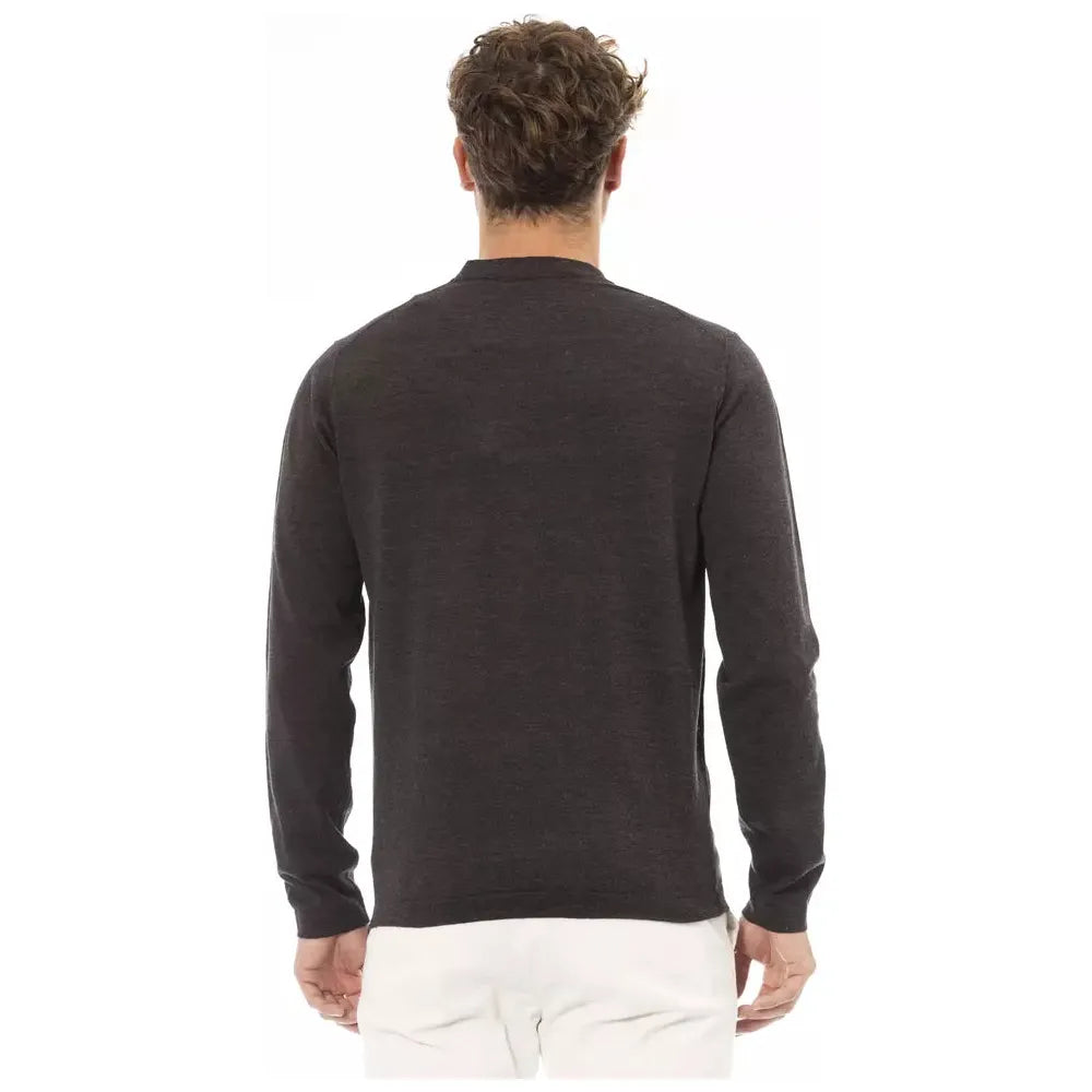 Alpha Studio Brown Cotton Sweater for Timeless Elegance
