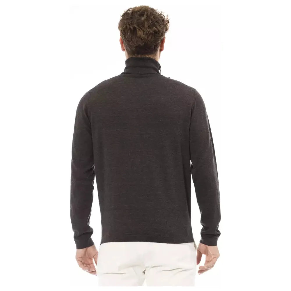Alpha Studio Brown Cashmere Turtleneck Sweater