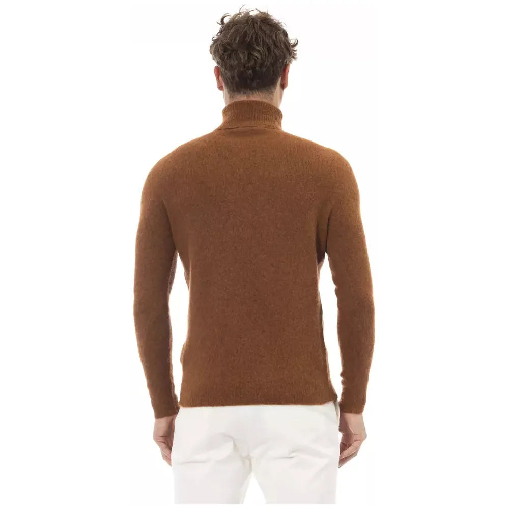 Alpha Studio Brown Alpaca Sweater for Timeless Elegance