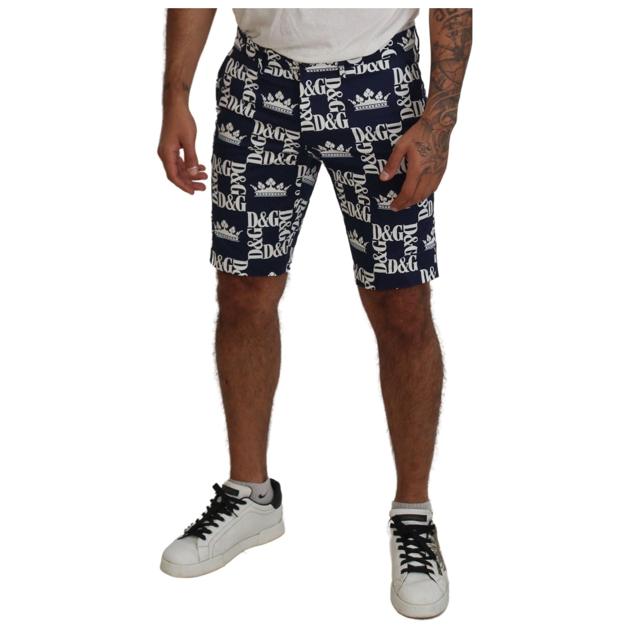 Dolce & Gabbana Blue Cotton Chinos Shorts Elegance