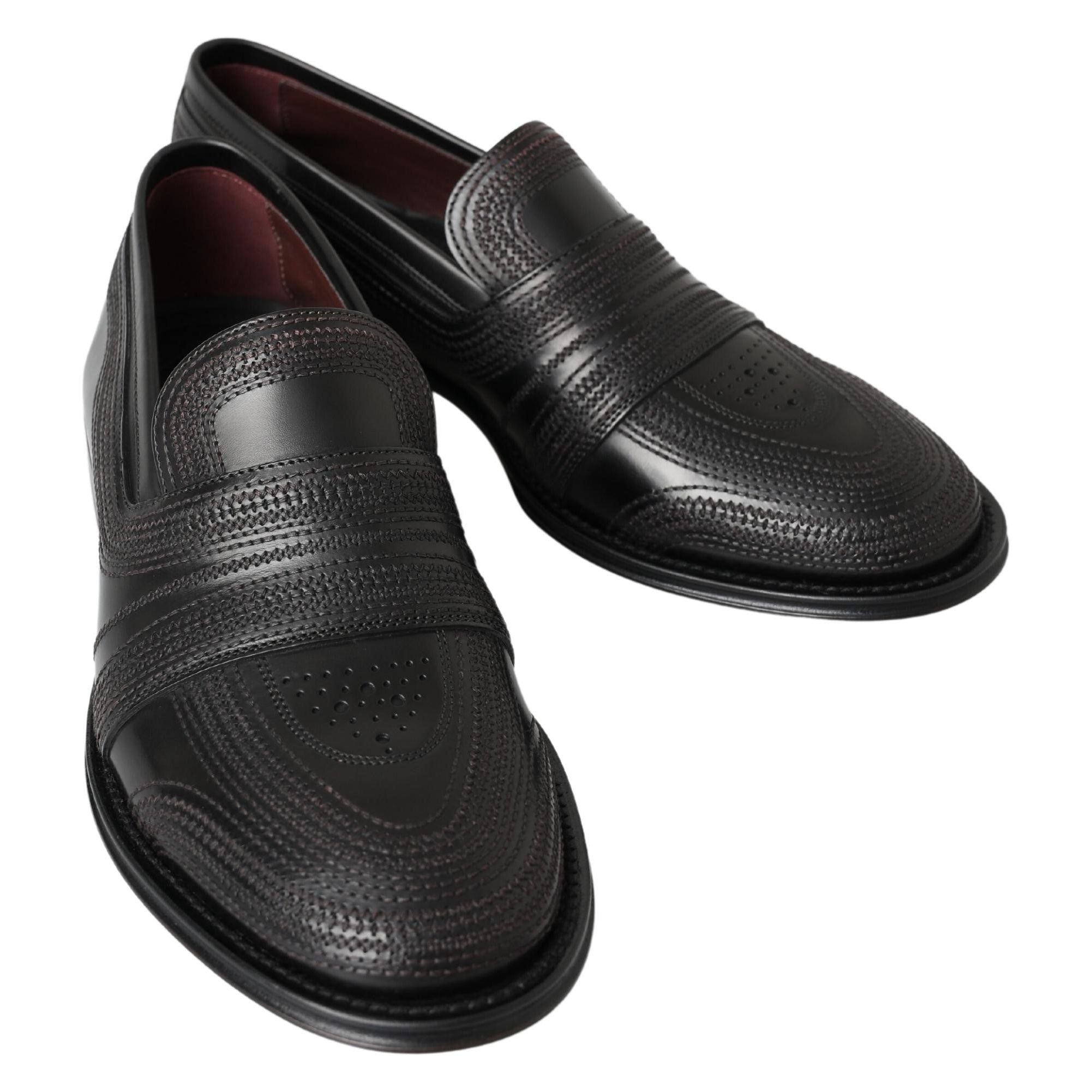 Dolce & Gabbana Black Leather Slipper Loafers