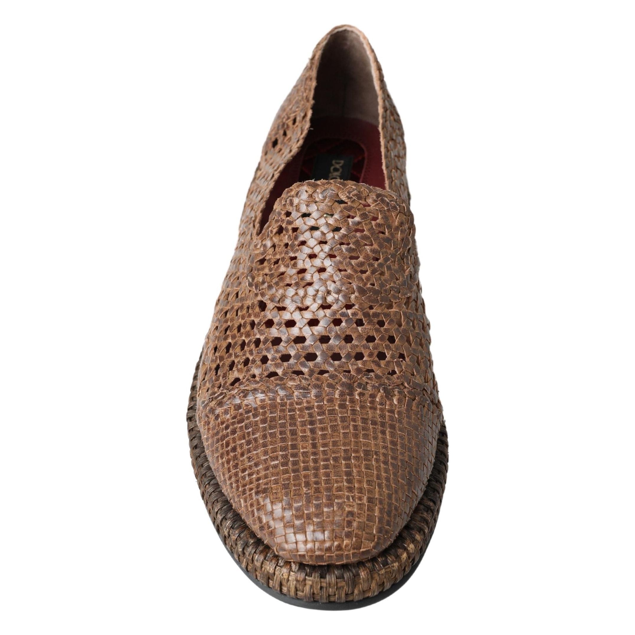 Dolce & Gabbana Brown Leather Slipper Loafers