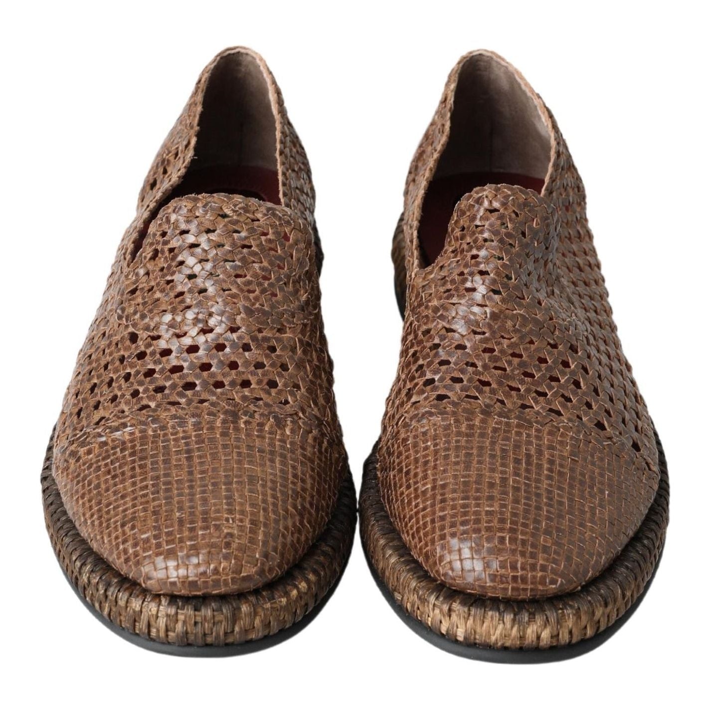 Dolce & Gabbana Brown Leather Slipper Loafers