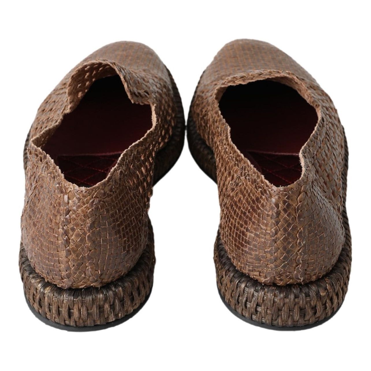 Dolce & Gabbana Brown Leather Slipper Loafers