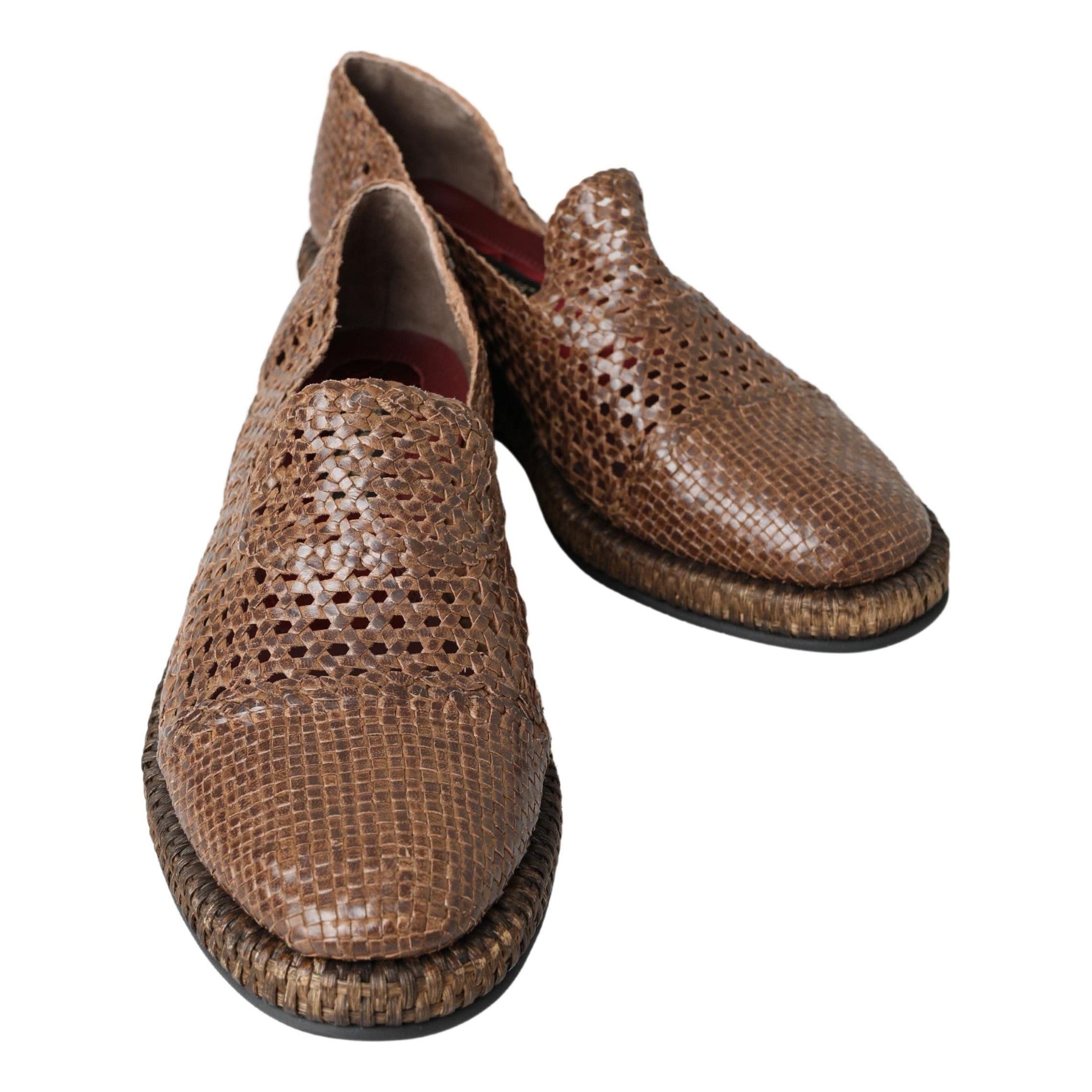 Dolce & Gabbana Brown Leather Slipper Loafers