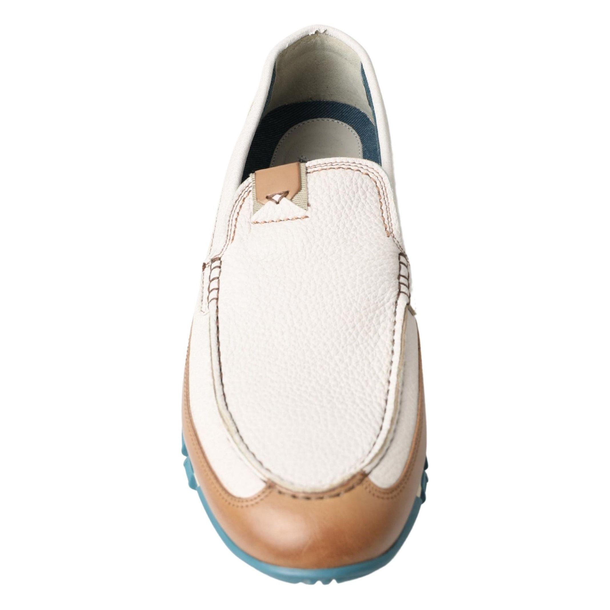 Dolce & Gabbana White Leather Slipper Loafers
