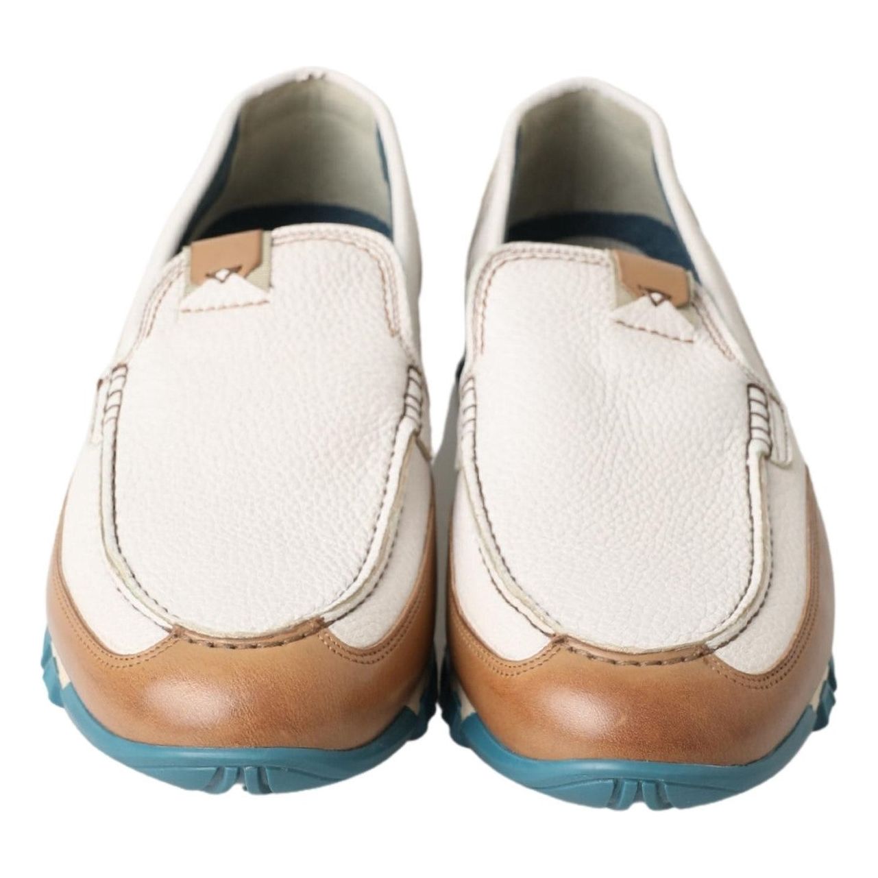 Dolce & Gabbana White Leather Slipper Loafers