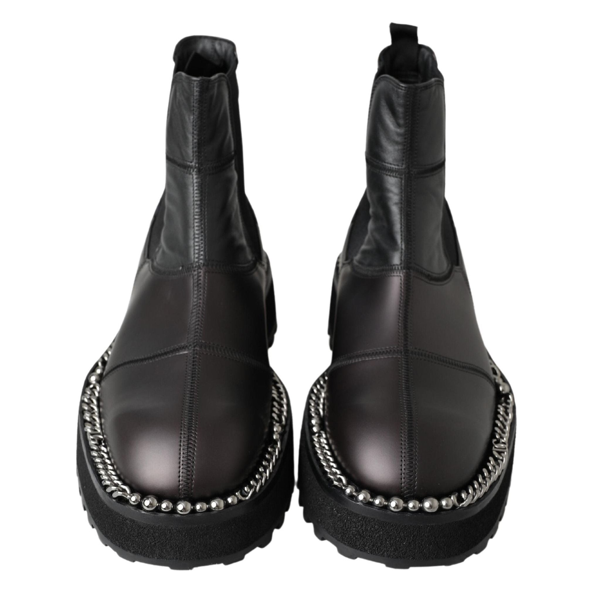 Dolce & Gabbana Black Leather Ankle Stretch Slip On Boots