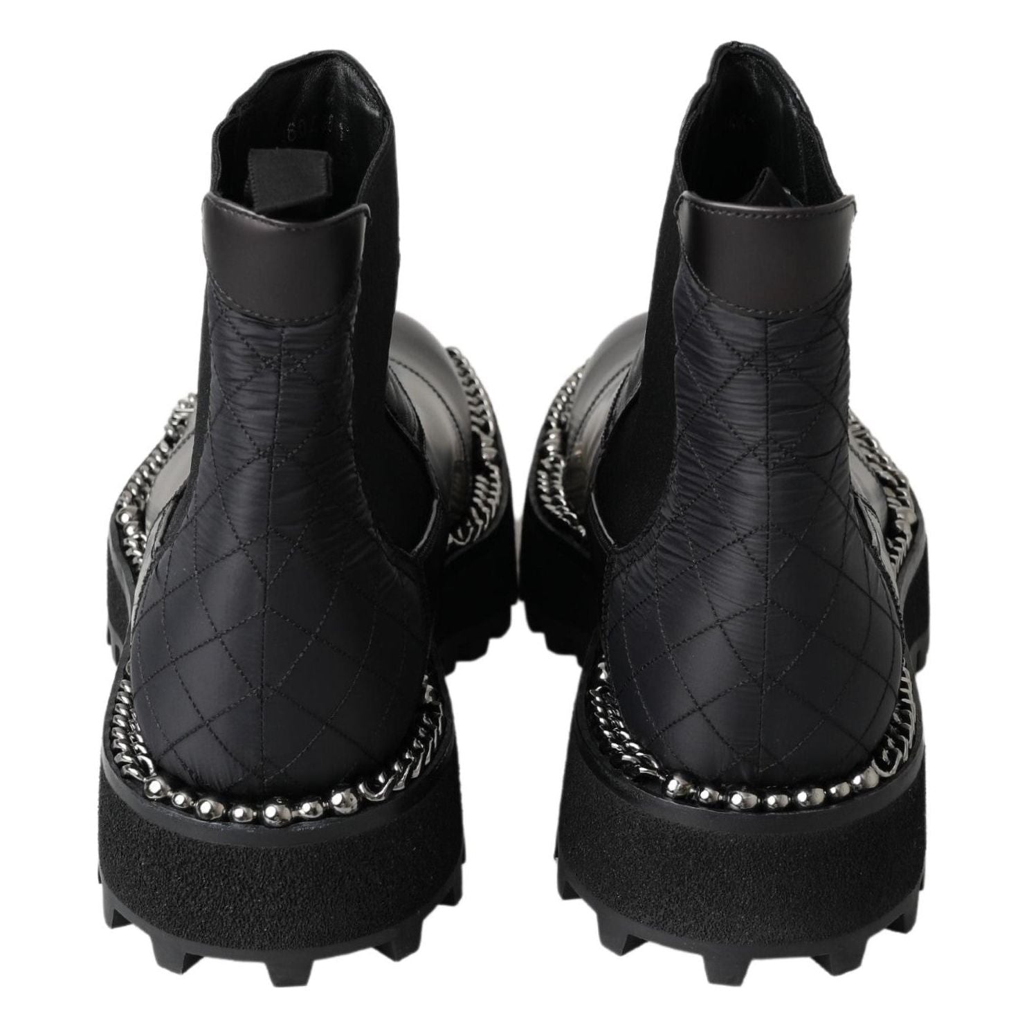 Dolce & Gabbana Black Leather Ankle Stretch Slip On Boots