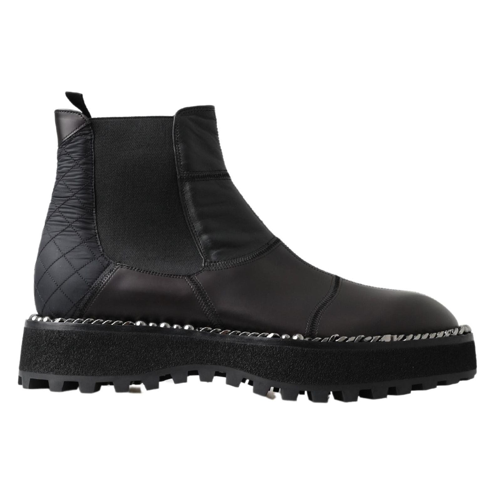 Dolce & Gabbana Black Leather Ankle Stretch Slip On Boots