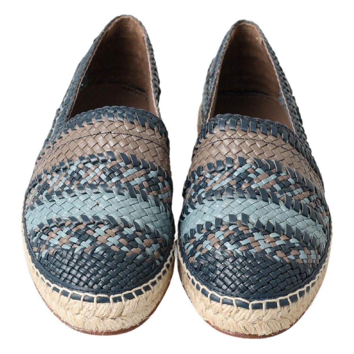 Dolce & Gabbana Black Woven Leather Espadrilles Elite