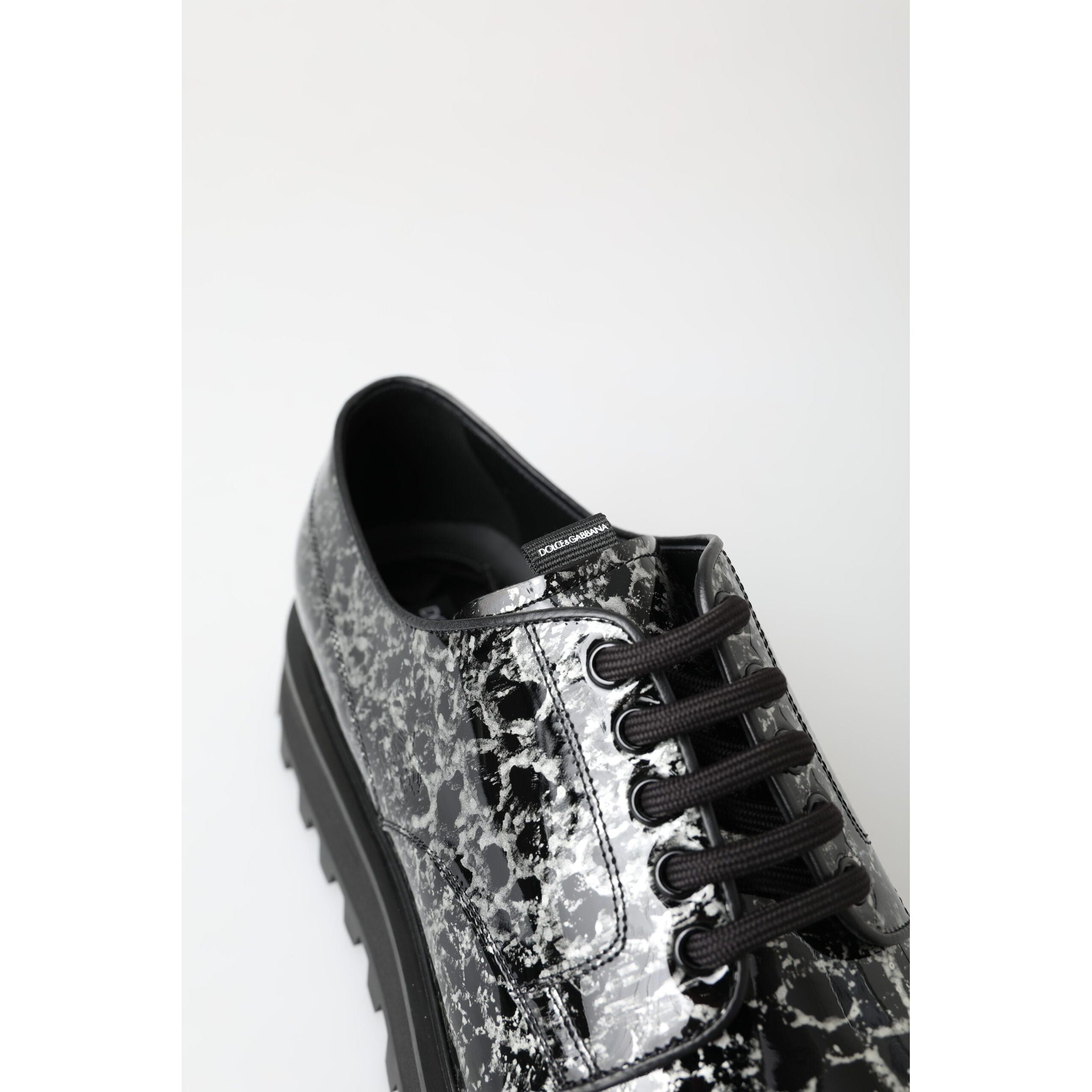 Dolce & Gabbana Black Leather Two-Tone Derby Shoes