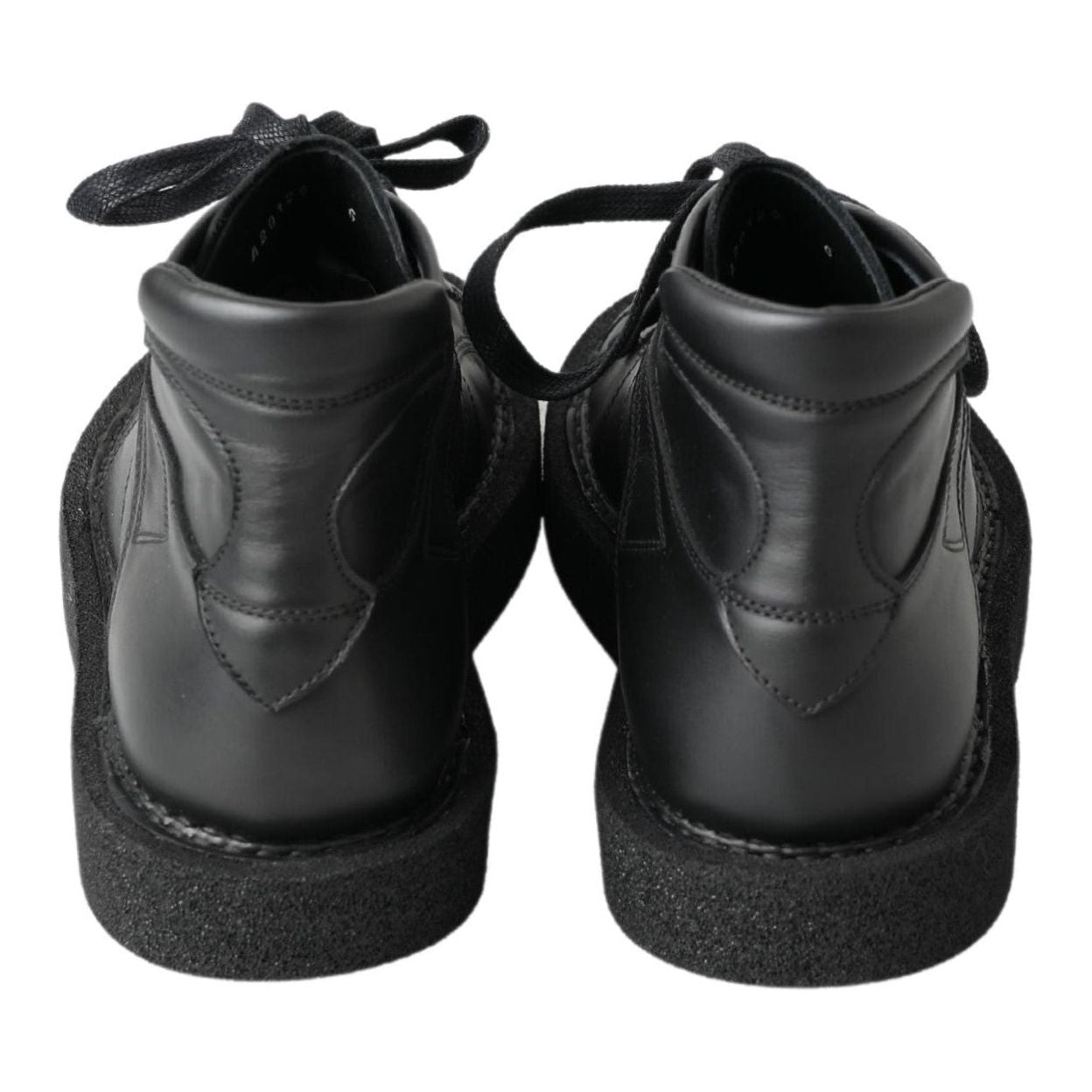 Dolce & Gabbana Black Leather Ankle Boots with Silver Chain